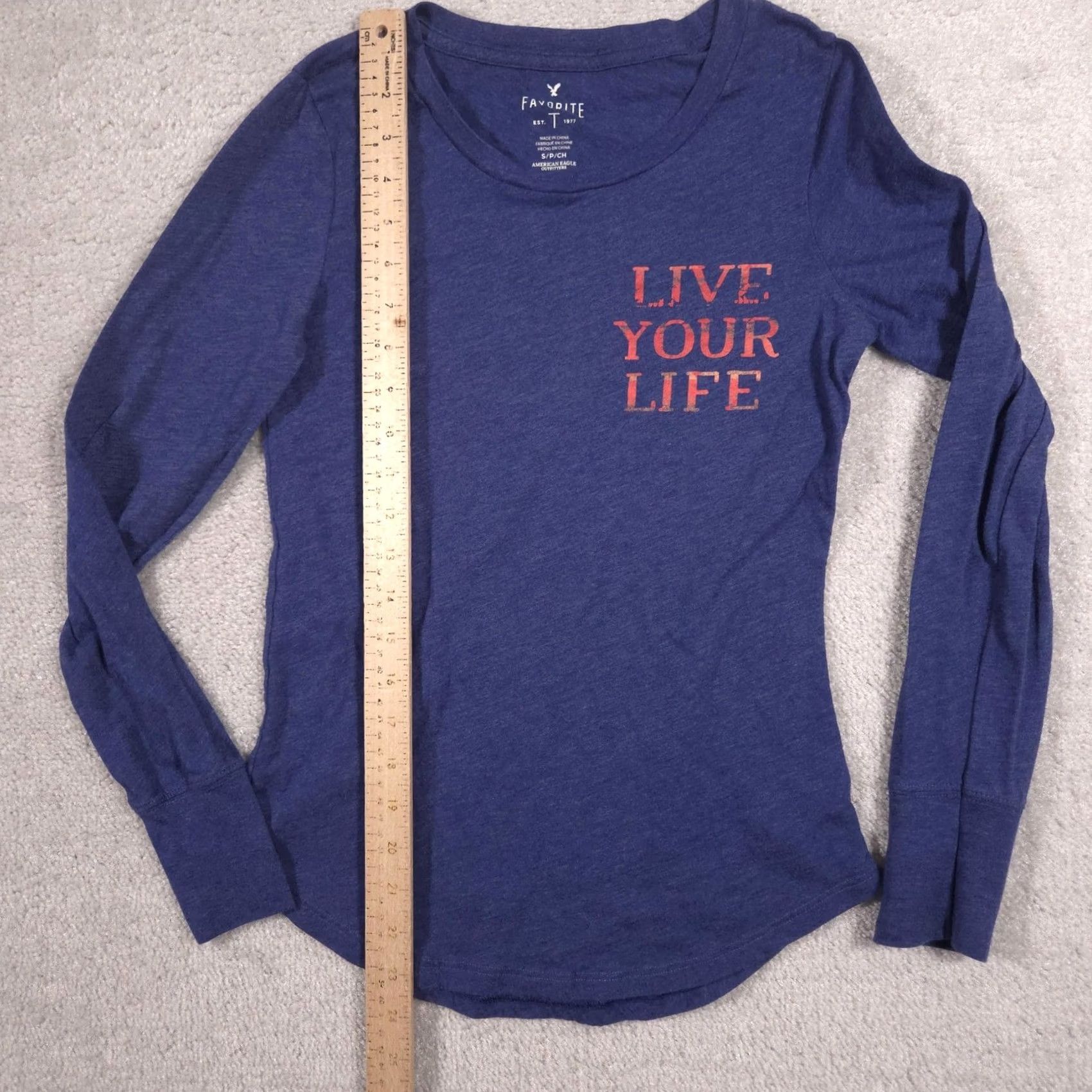 American Eagle Outfitters American Eagle Outfitters Shirt Womens Small Blue Live Your Life Long Sleeve Top Size S / US 4 / IT 40 - 6 Thumbnail