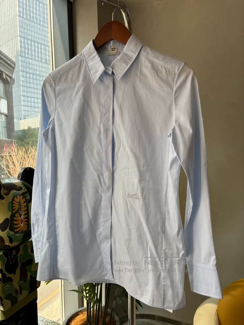 Hermes Hermes Blue embroidered shirt Size XS / US 0-2 / IT 36-38 - 3 Thumbnail