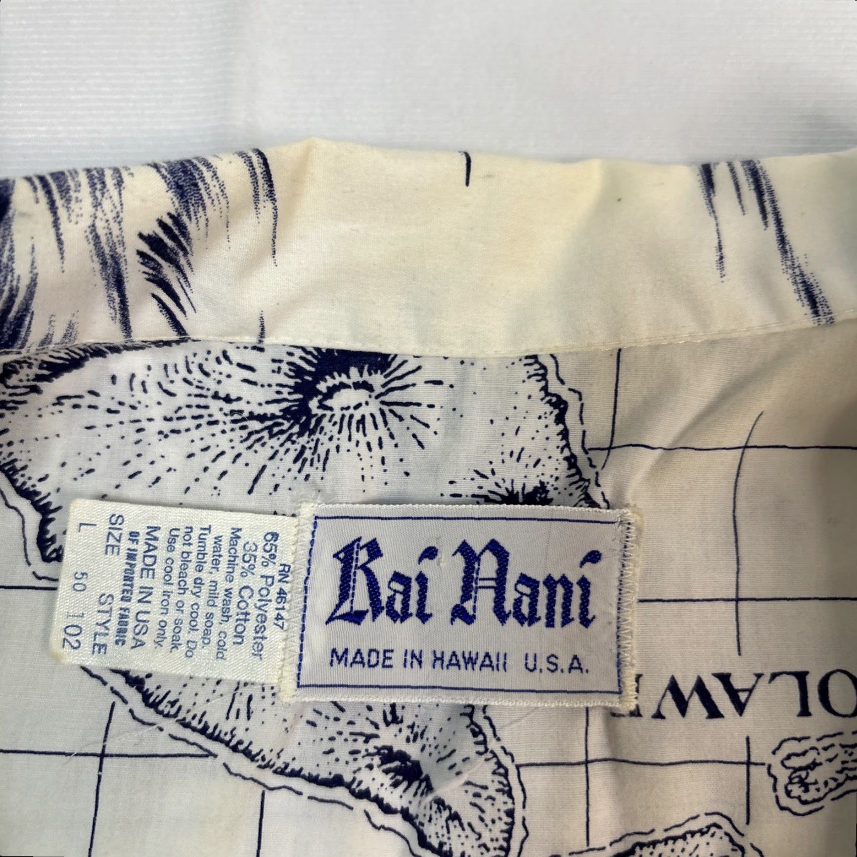 Vintage VINTAGE Rai Nani Hawaiian Shirt Men L White Chart Of Hawaiian Islands Shirt Short Sleeve Mens White Hawaiian Islands Vintage Size US L / EU 52-54 / 3 - 2 Thumbnail