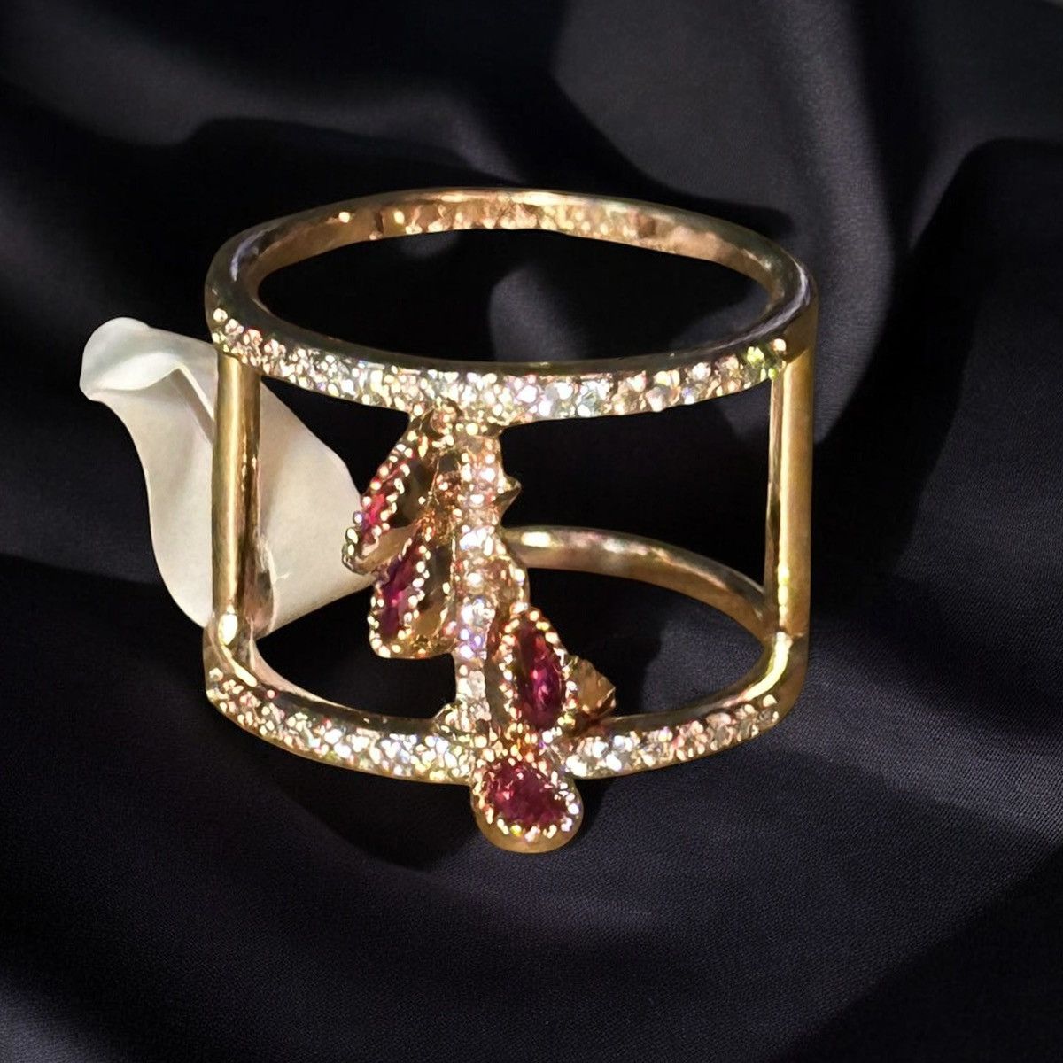 Bomb Party Bomb Party rose gold pink crystal dangles open ring Size ONE SIZE - 1 Thumbnail