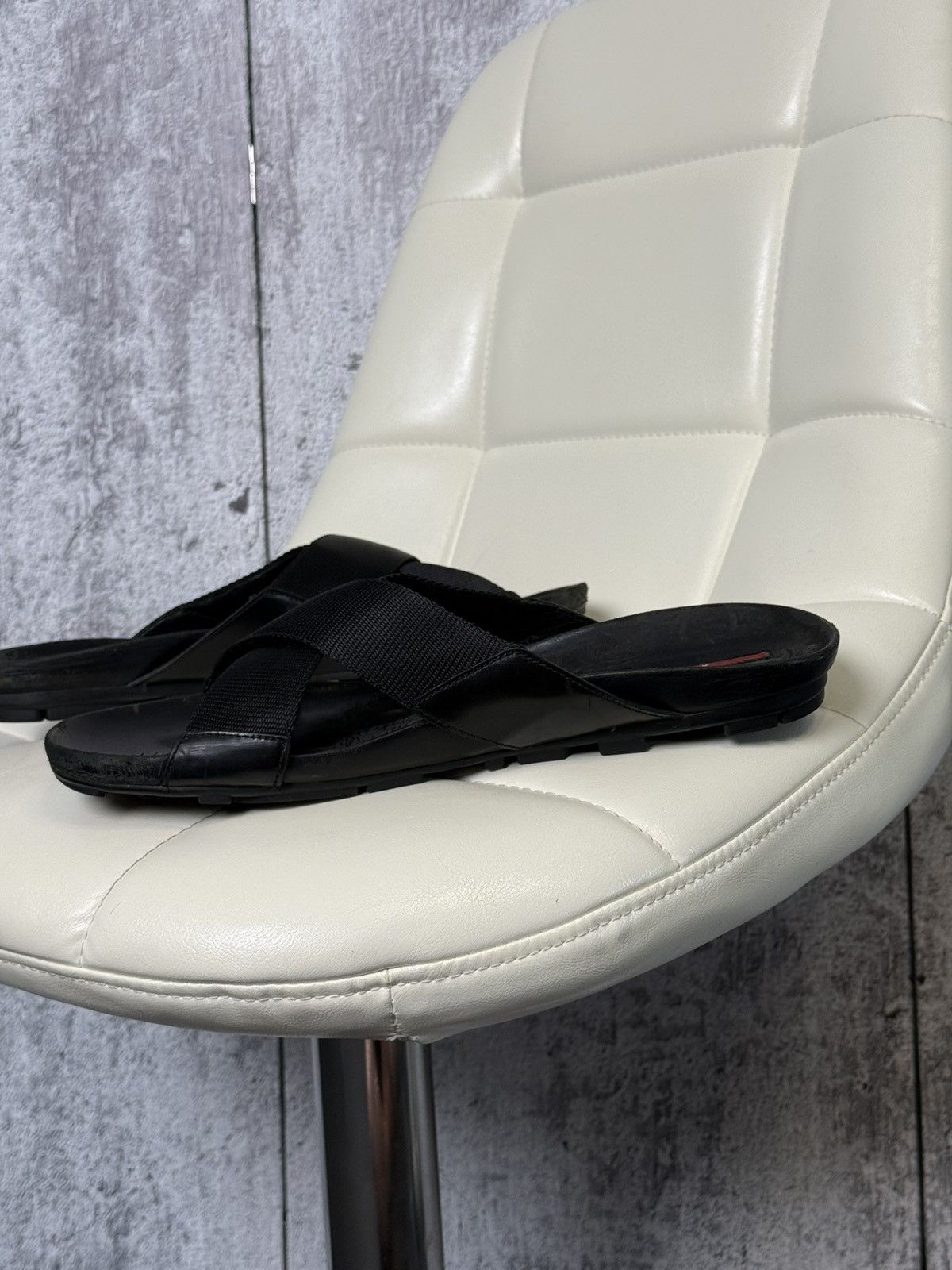 Prada Prada Sport Black Cross Strap Slide Men’s Sandals Metal Logo Size US 11.5 / EU 44-45 - 13 Thumbnail