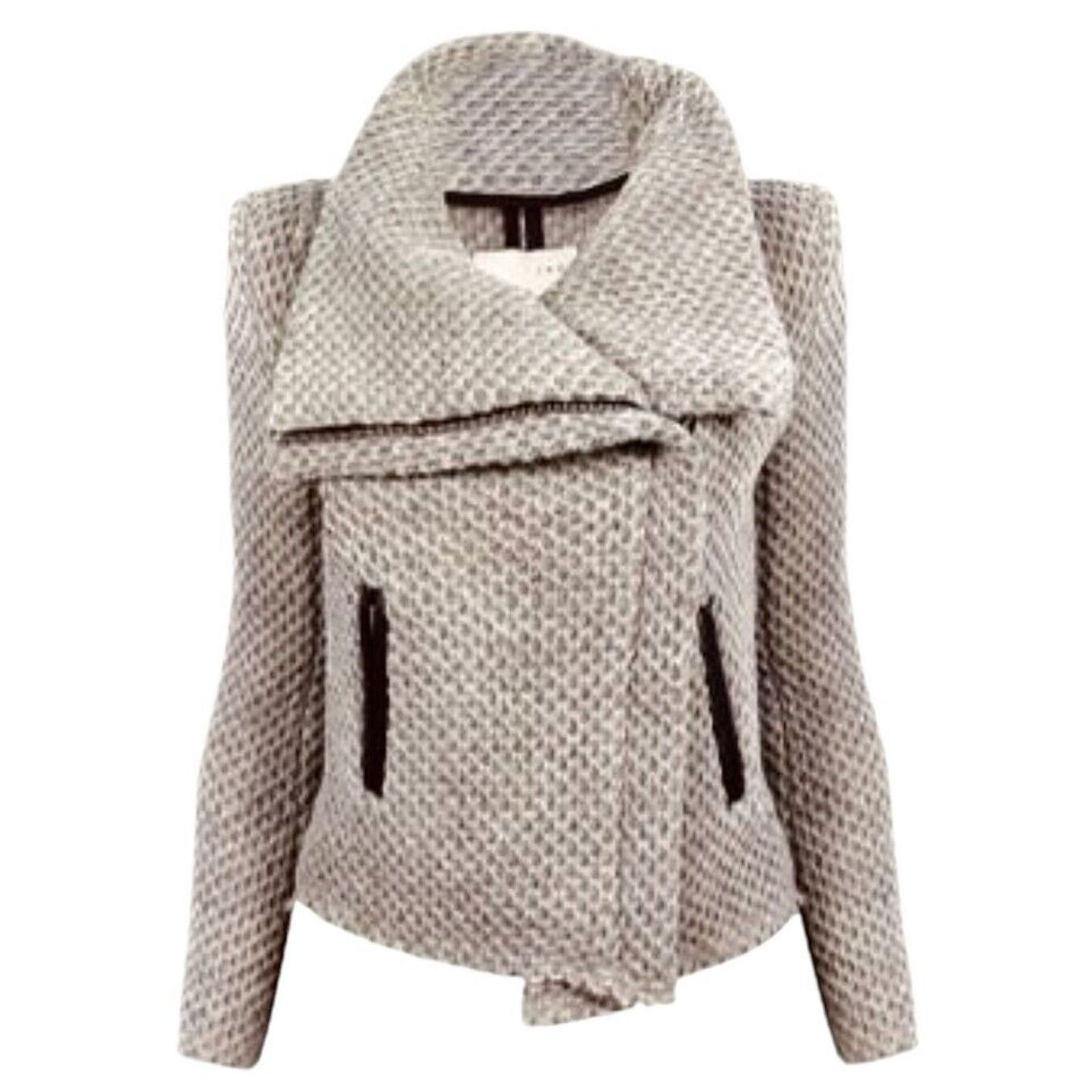 Iro IRO Kristen Taupe Honeycomb Front Zip Long Sleeve Jacket 3 Size S / US 4 / IT 40 - 9 Thumbnail
