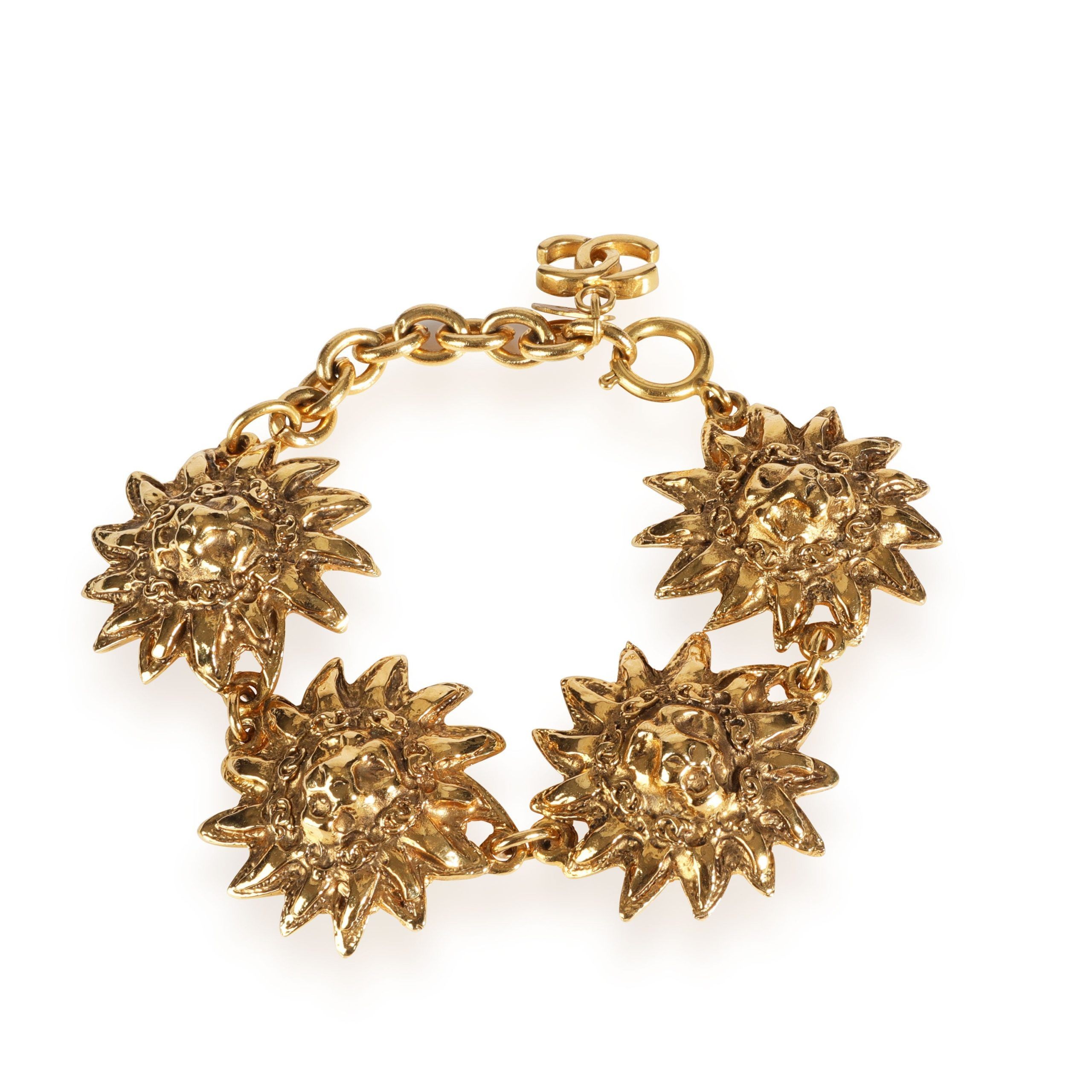 image of Vintage Chanel Lion Head Bracelet in Gold, Women's