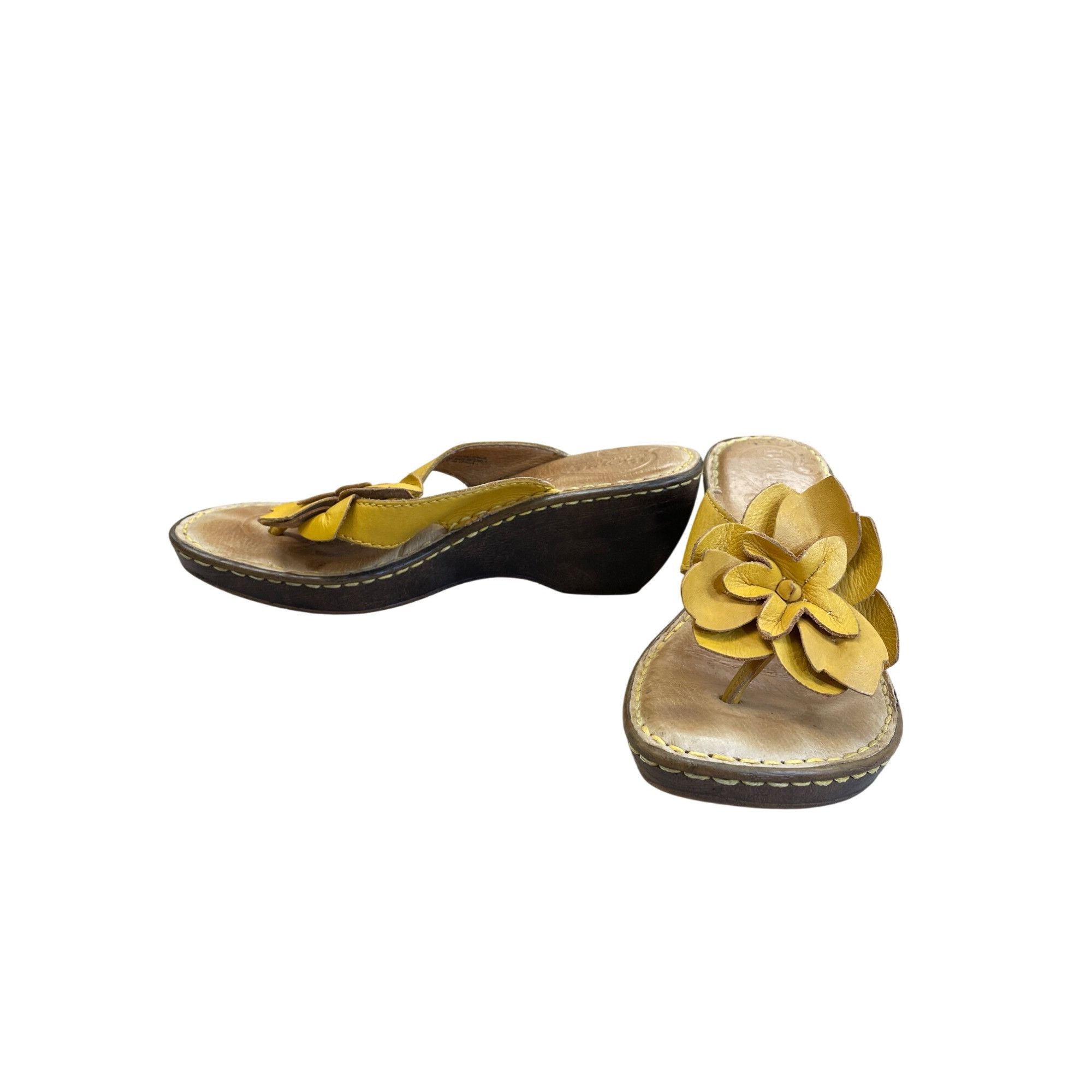 Born Born Womens Yellow Leather Floral 2.5" Wedge Sandals Size 8/ Size US 8 / IT 38 - 2 Thumbnail