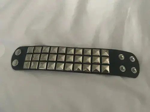 Other Spike Bracelet Black Wide Leather Punk Bracelet Size ONE SIZE - 3 Thumbnail