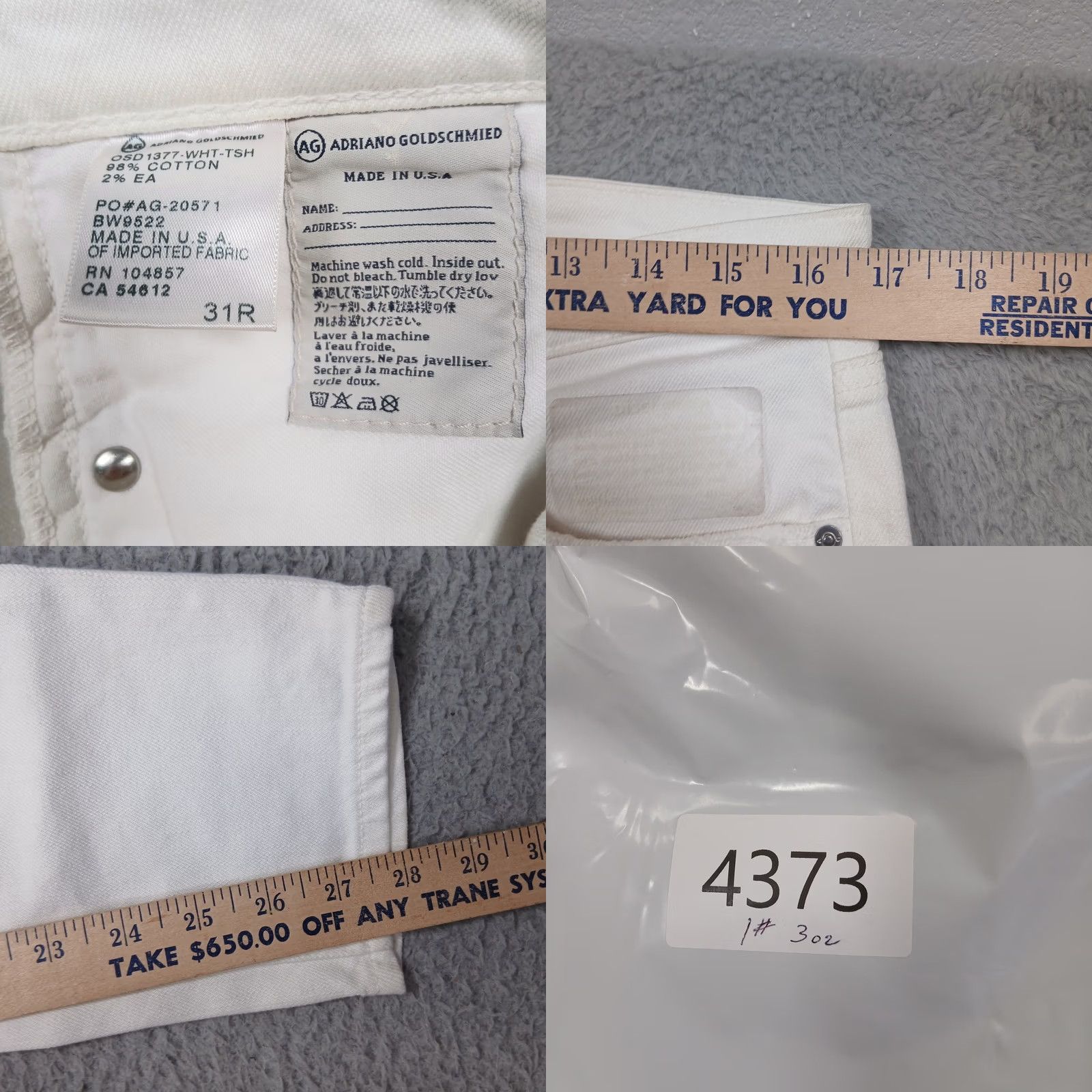 Vintage AG Adriano Goldschmied The Stevie Ankle Jeans Women's 31 White Slim Distressed Denim 28in Inseam Size 24" / US 00 / IT 34 - 8 Thumbnail