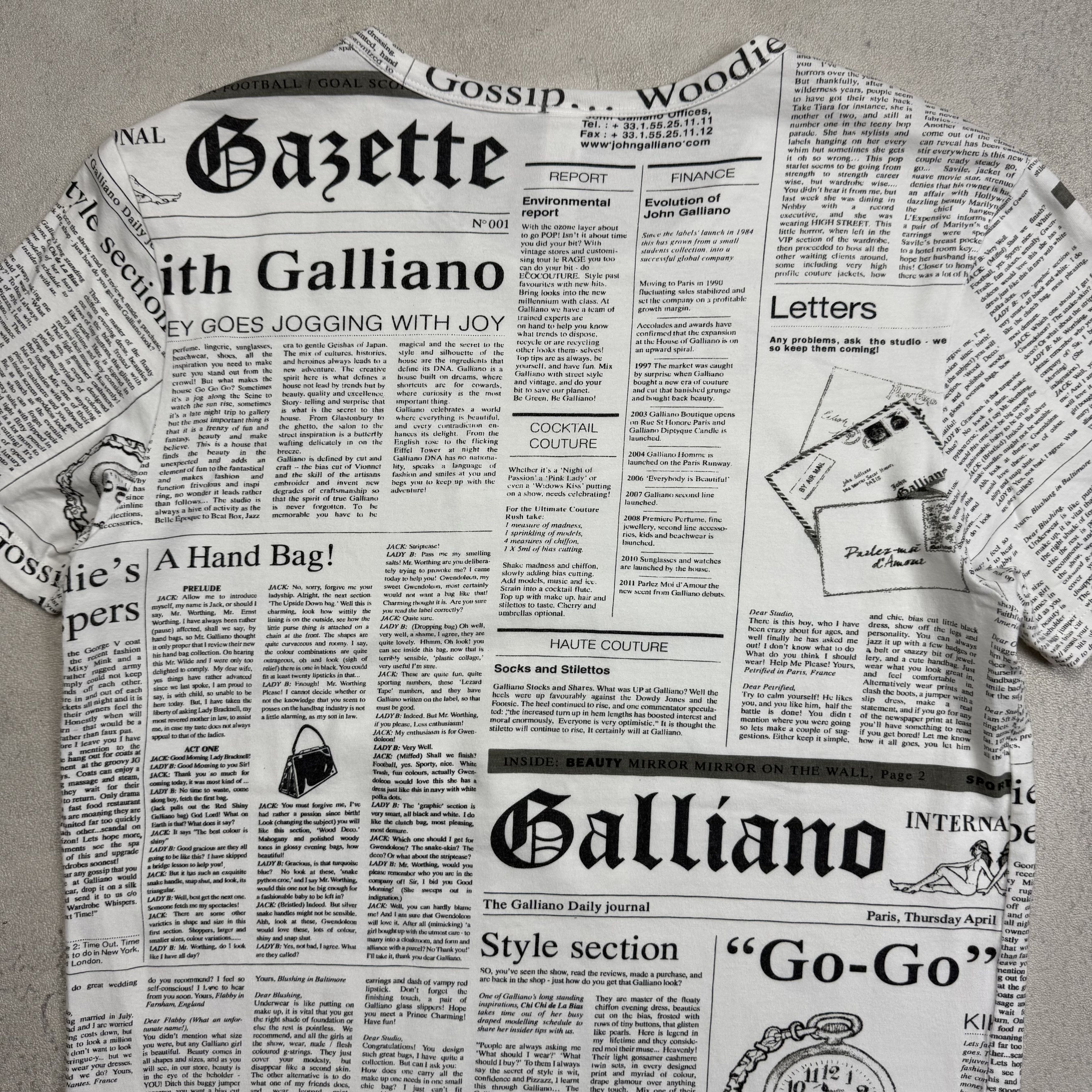John Galliano John Galliano Gazette Newspaper Tshirt Size US XS / EU 42 / 0 - 5 Thumbnail