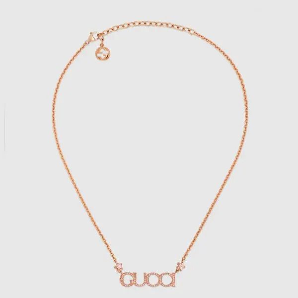Gucci oc11z0126 Size: OS / Script Crystal Necklace In Gold Size ONE SIZE - 2 Thumbnail
