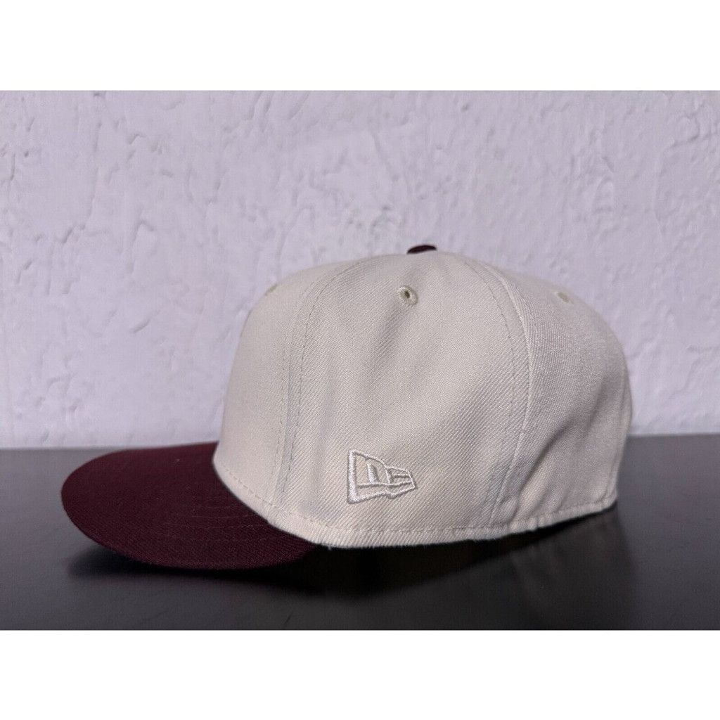 New Era 7 1/4 - Boston Red Sox Fitted Hat - Maroon White - FAM Cap Size ONE SIZE - 5 Thumbnail