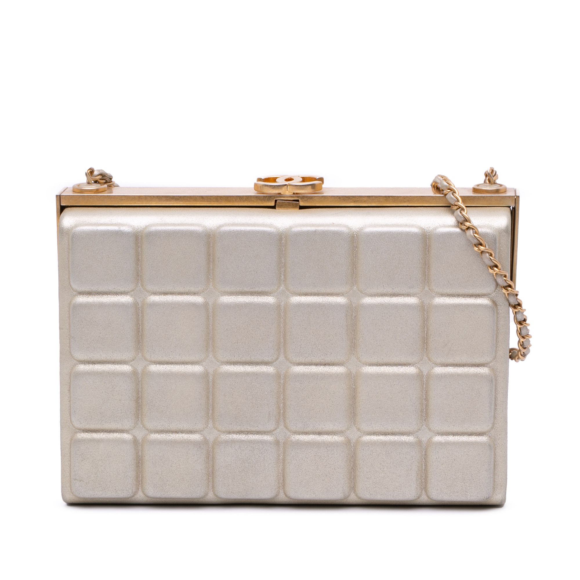 Chanel Chanel Chocolate Bar Metallic Lambskin Frame Clutch with Chain Size ONE SIZE - 1 Thumbnail