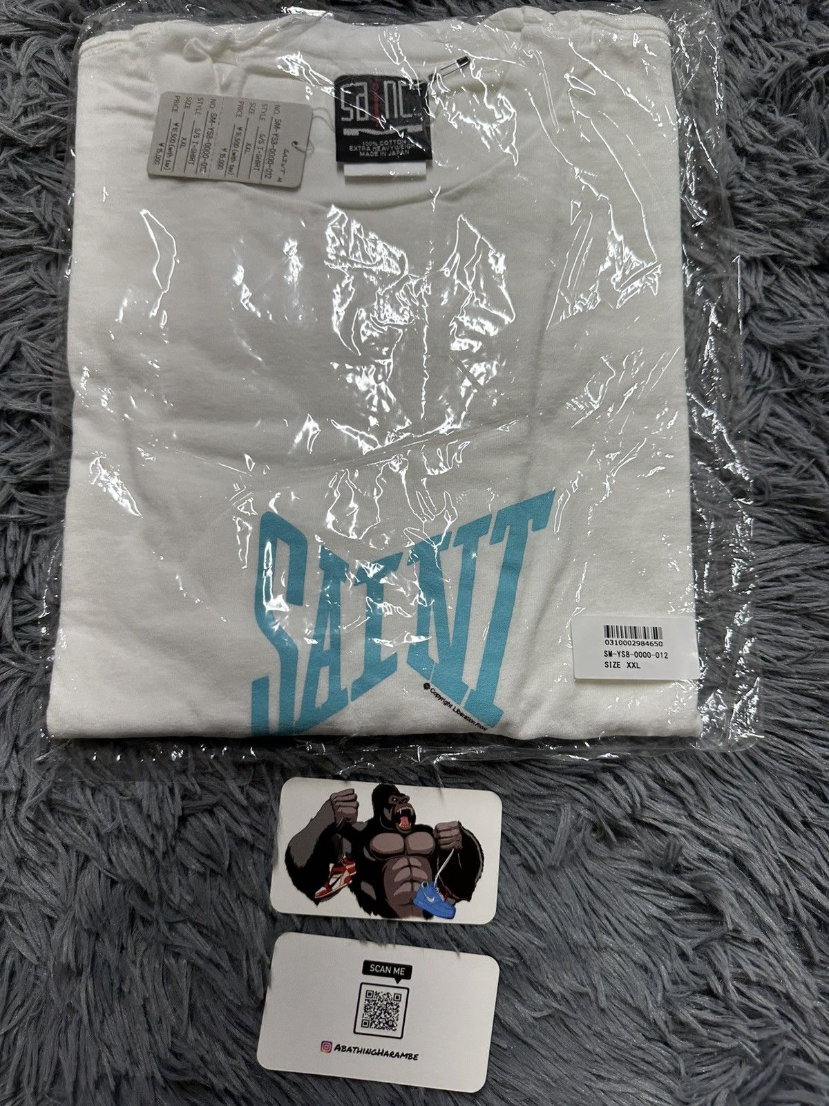 Saint Michael SAINT Mxxxxxx Logo Tee White/Blue (Ribon Tee) Size US XXL / EU 58 / 5 - 9 Thumbnail