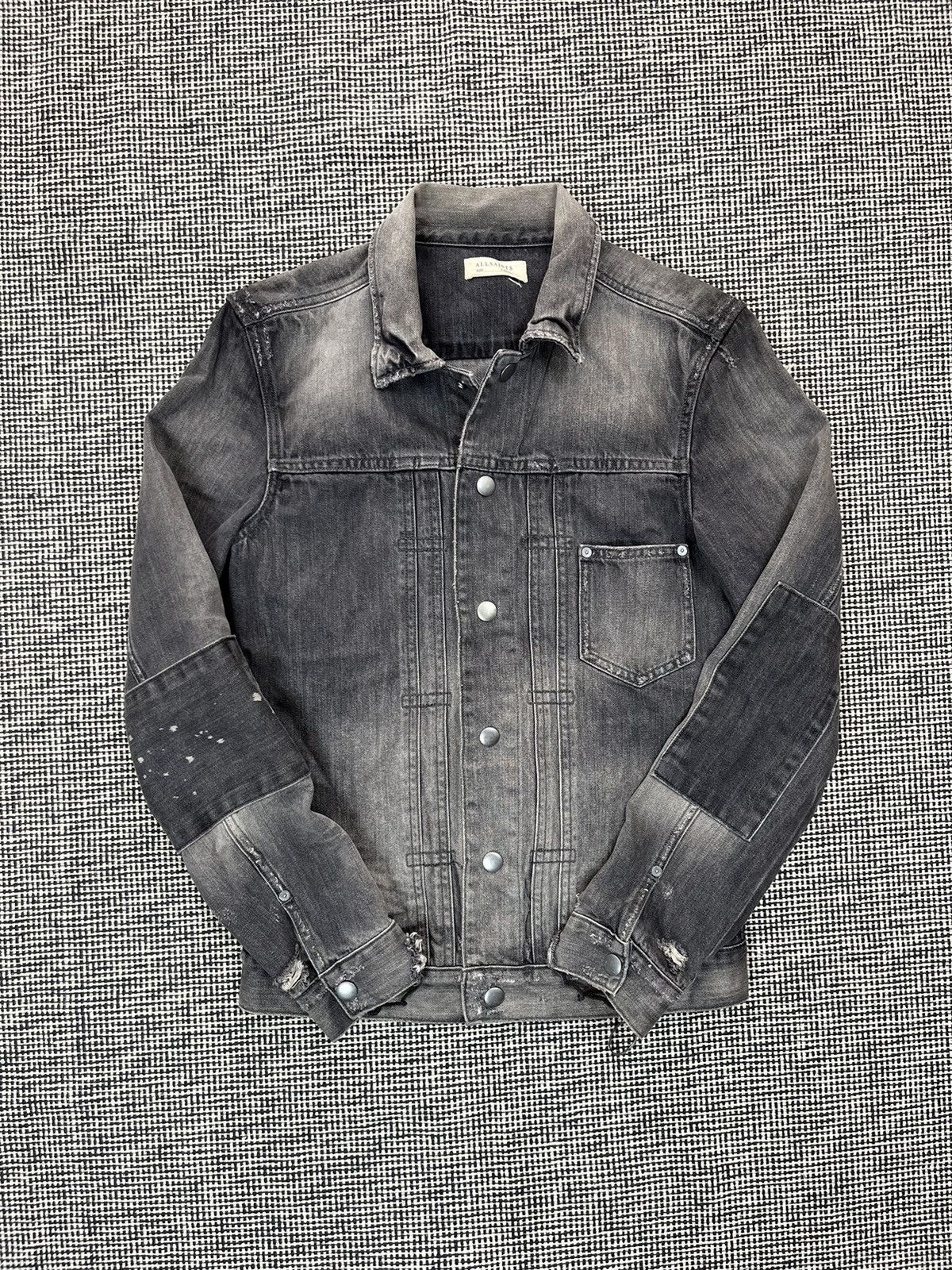 Other ➕ Allsaints distressed black faded washed denim jacket Size US XS / EU 42 / 0 - 1 Thumbnail
