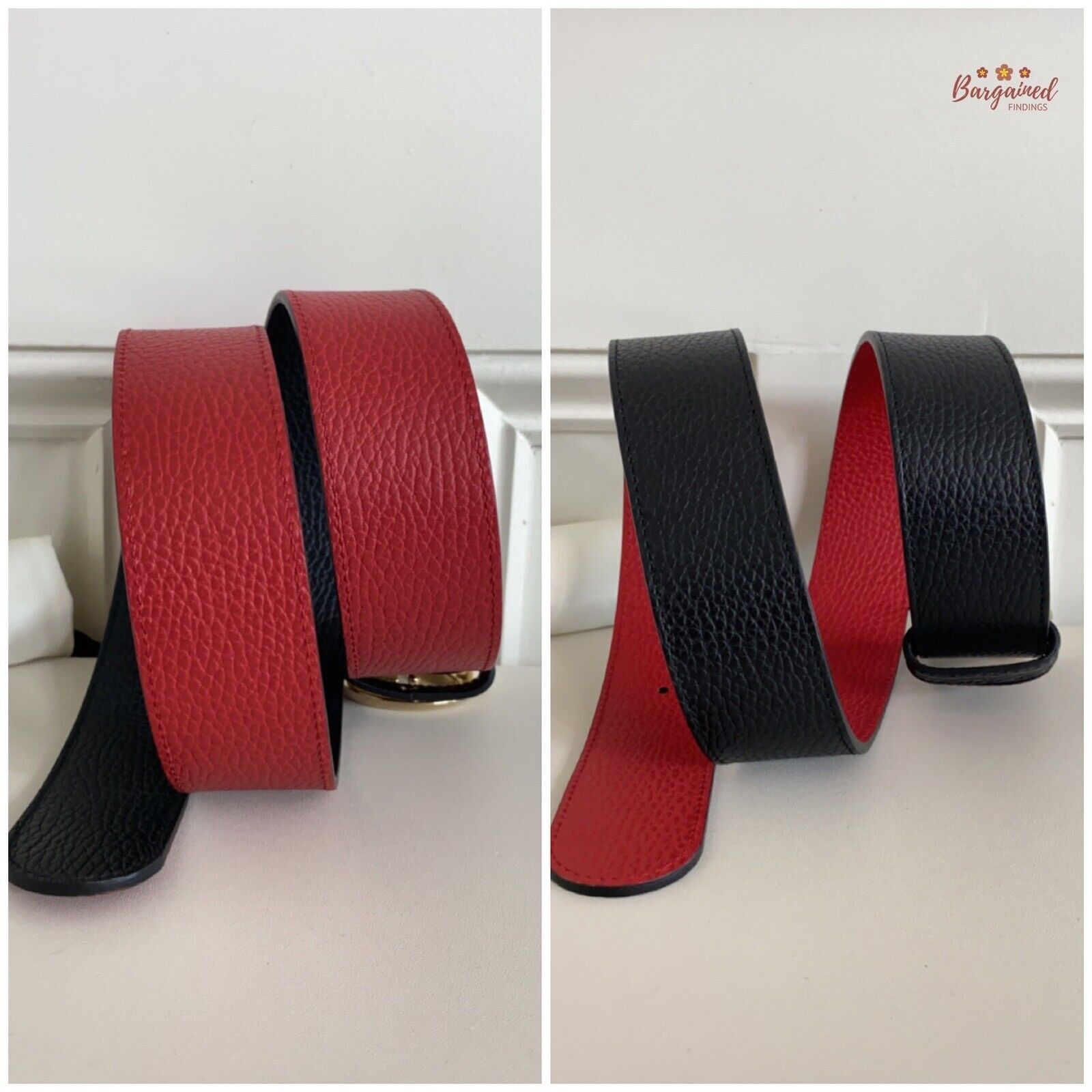 Gucci Gucci Black/Red Pebbled Calfskin 1973 Reversible Buckle Belt Size ONE SIZE - 6 Thumbnail
