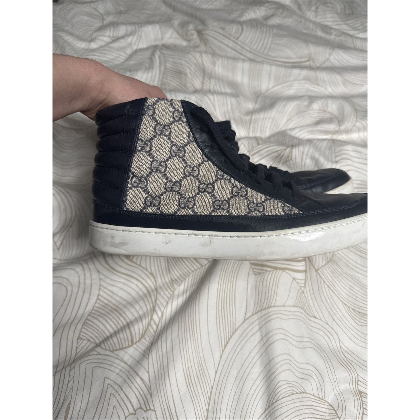 Gucci Gucci Men’s High Top Sneakers, Navy, Size 8.5 US Size US 8.5 / EU 41-42 - 5 Thumbnail