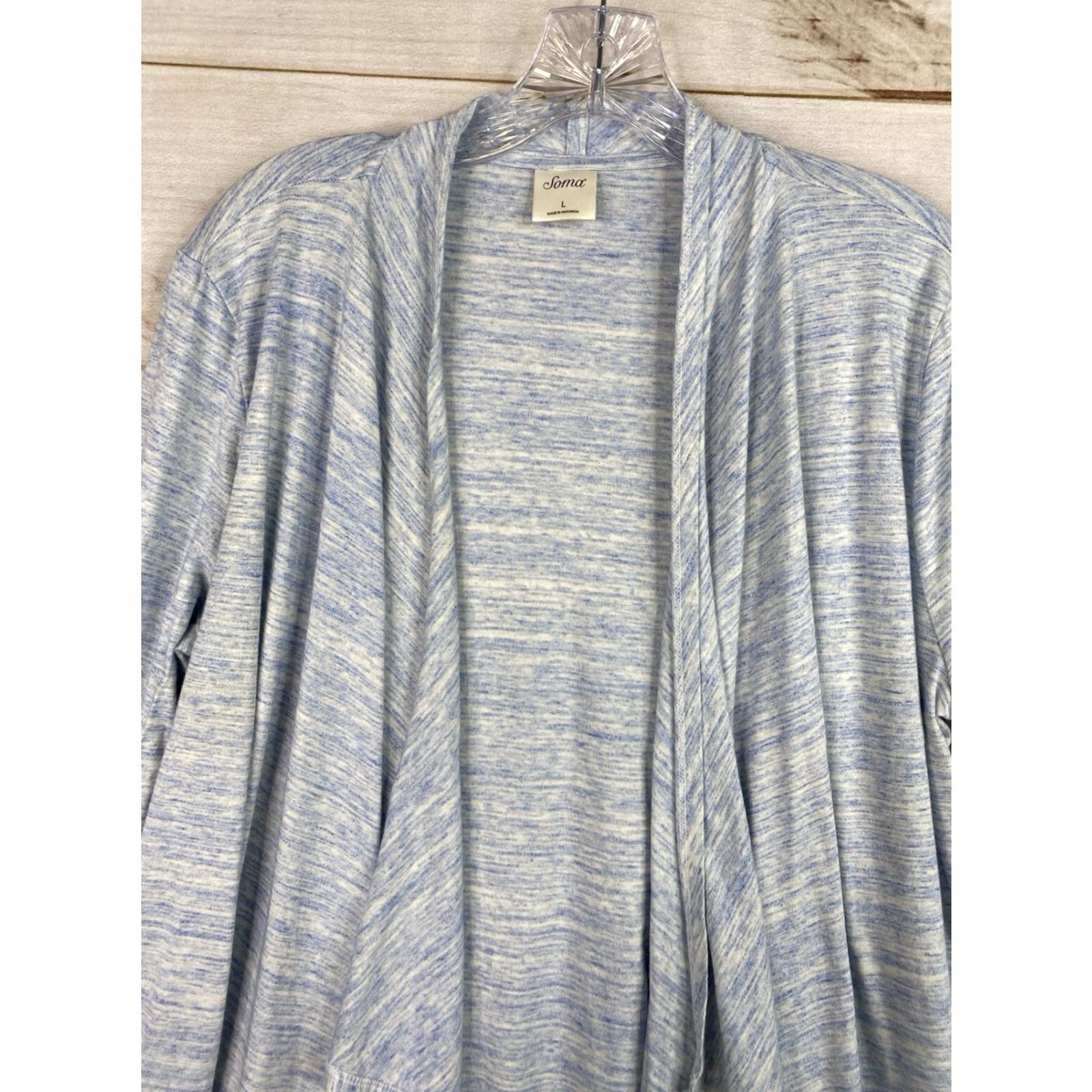 Vintage Soma Cardigan Duster Shirt Womens L Heather Sky Blue Open Front Casual Travel Comfort Ultra Soft Slub Terry Knit Size L / US 10 / IT 46 - 2 Thumbnail