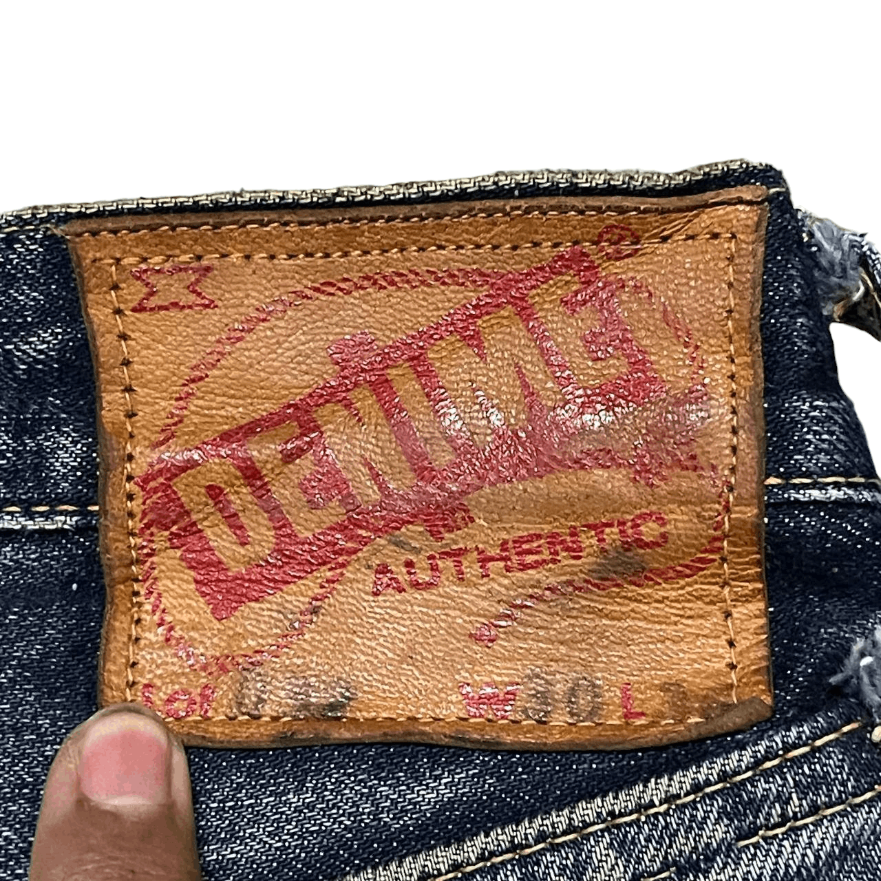 Denime Vintage Denime Japan Thrashed Denim Selvedge Leather Patch Size US 30 / EU 46 - 21 Thumbnail