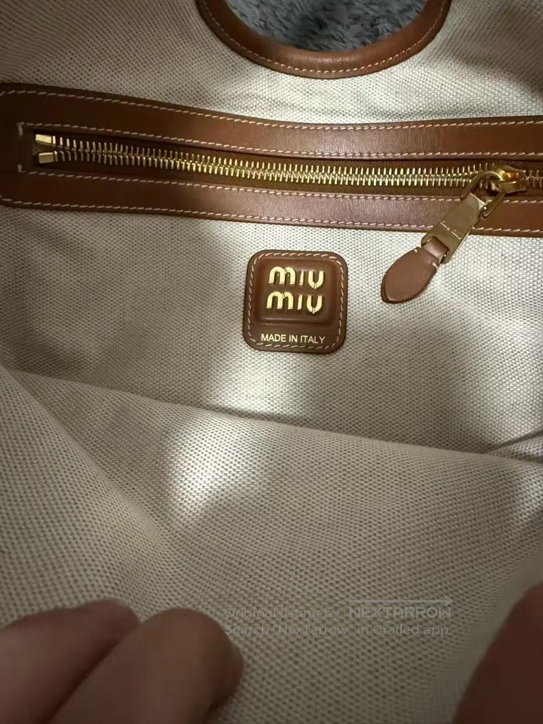 Miu Miu MIU MIU Ivy Stripe Canvas Tote Bag. Size ONE SIZE - 3 Thumbnail