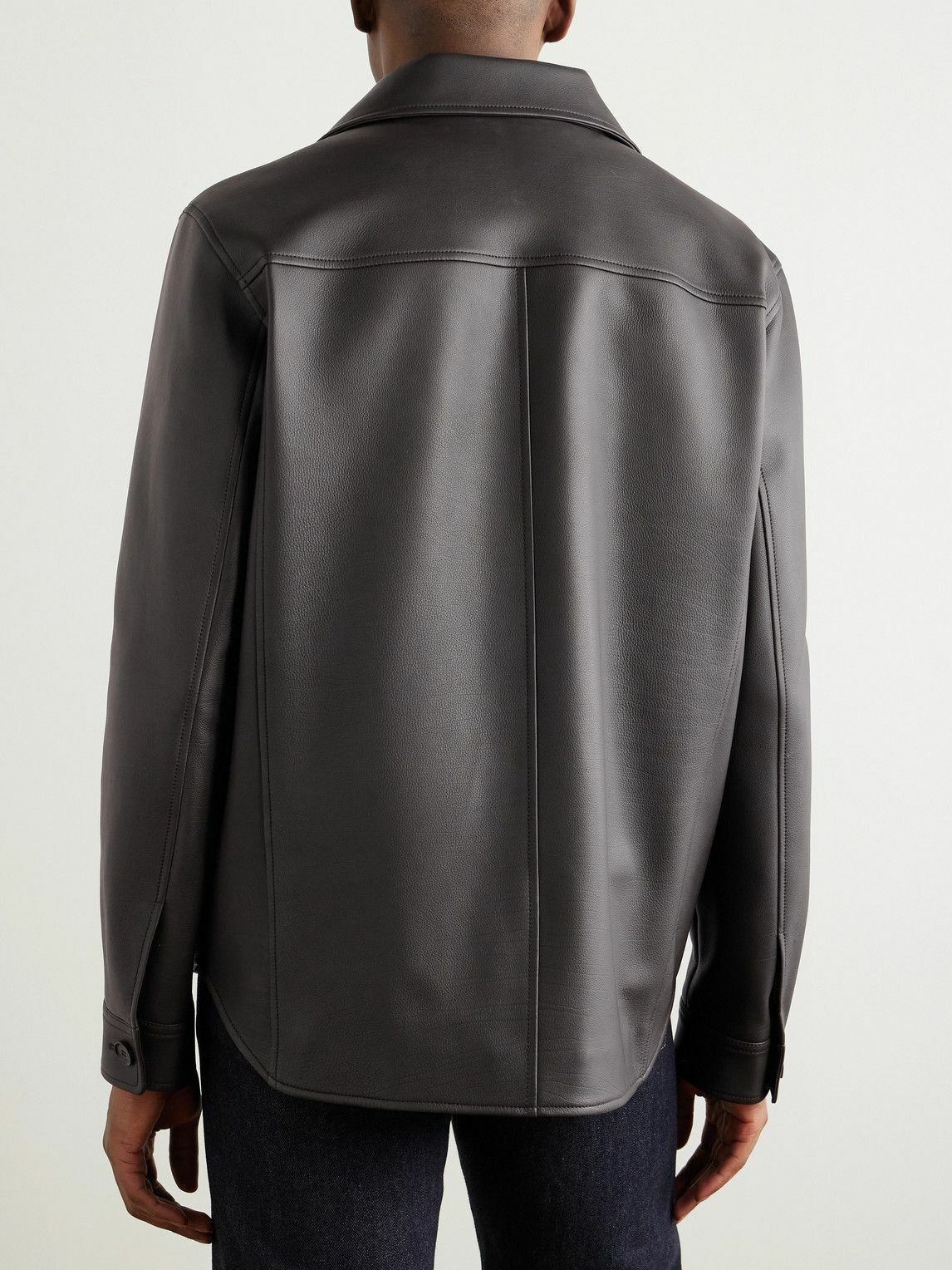 Loro Piana o1w1db10226 FAP2182 Evandro Leather Overshirt in Brown Size US L / EU 52-54 / 3 - 3 Thumbnail