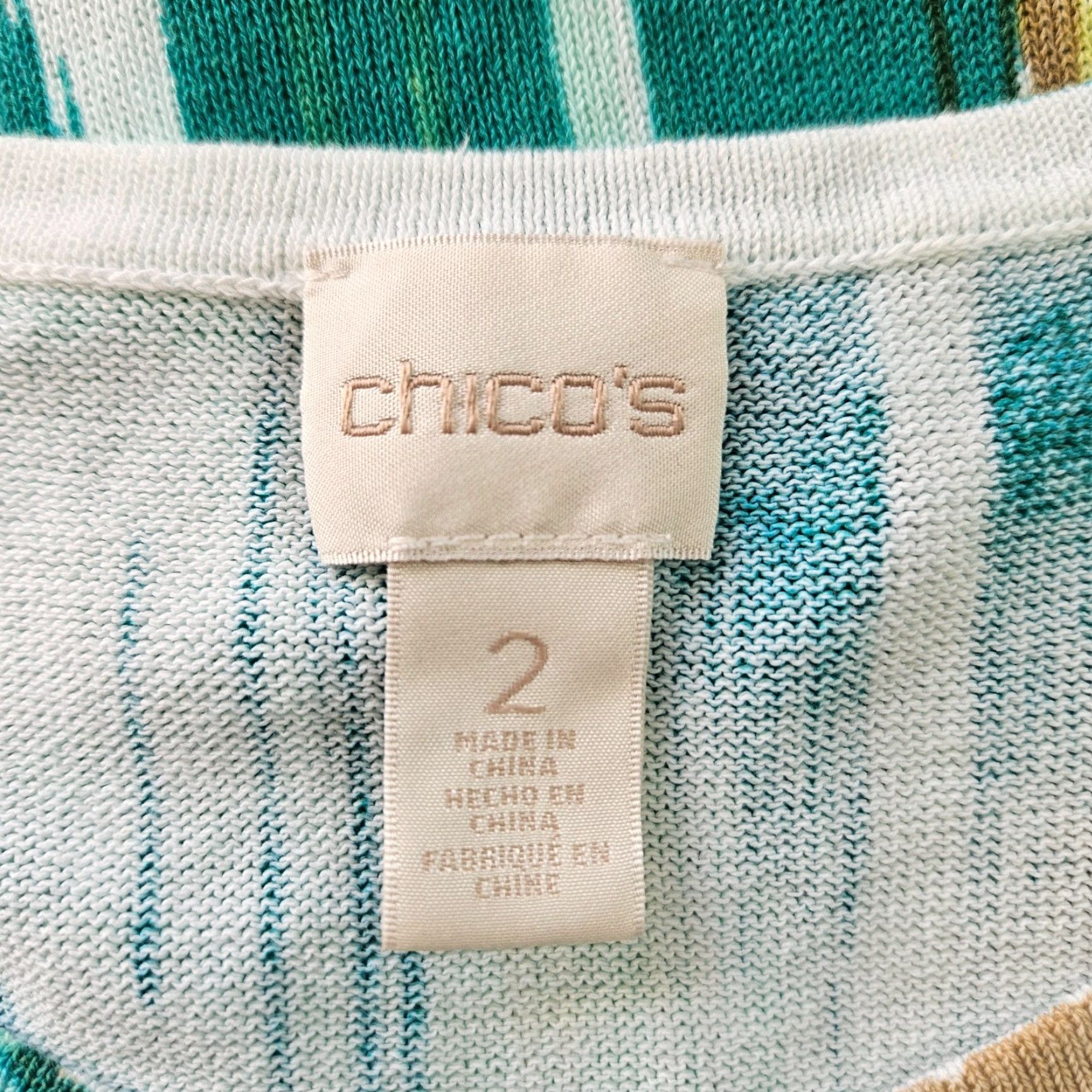 Vintage Chico's Womens Knit Tank Top Sz Large Green Yellow Cotton Blend Size L / US 10 / IT 46 - 5 Thumbnail