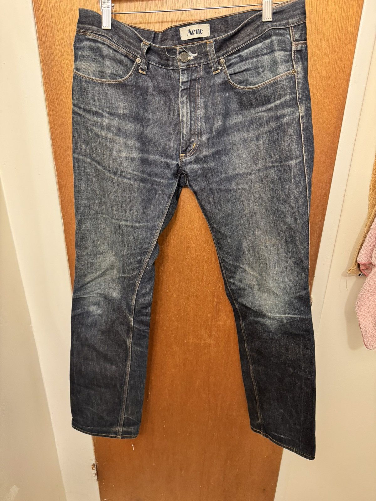 Vintage Acne Studios Raw Max Denim Jeans 34x34 Great Fades