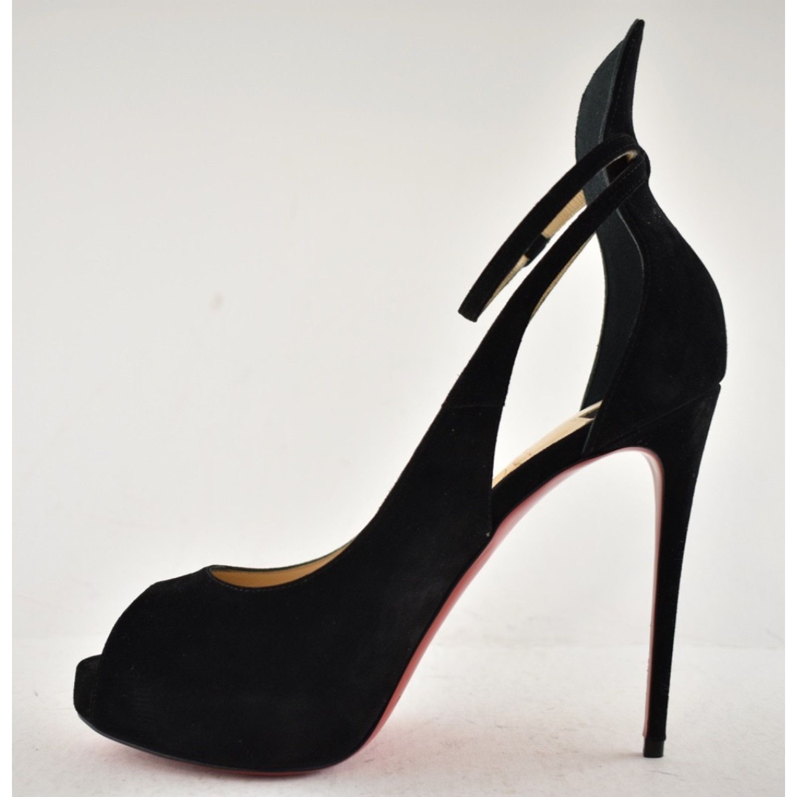 Christian Louboutin Mascaralta 120 Black Suede Peep Platform Sandal Heel Pump 36 Size US 6 / IT 36 - 5 Thumbnail