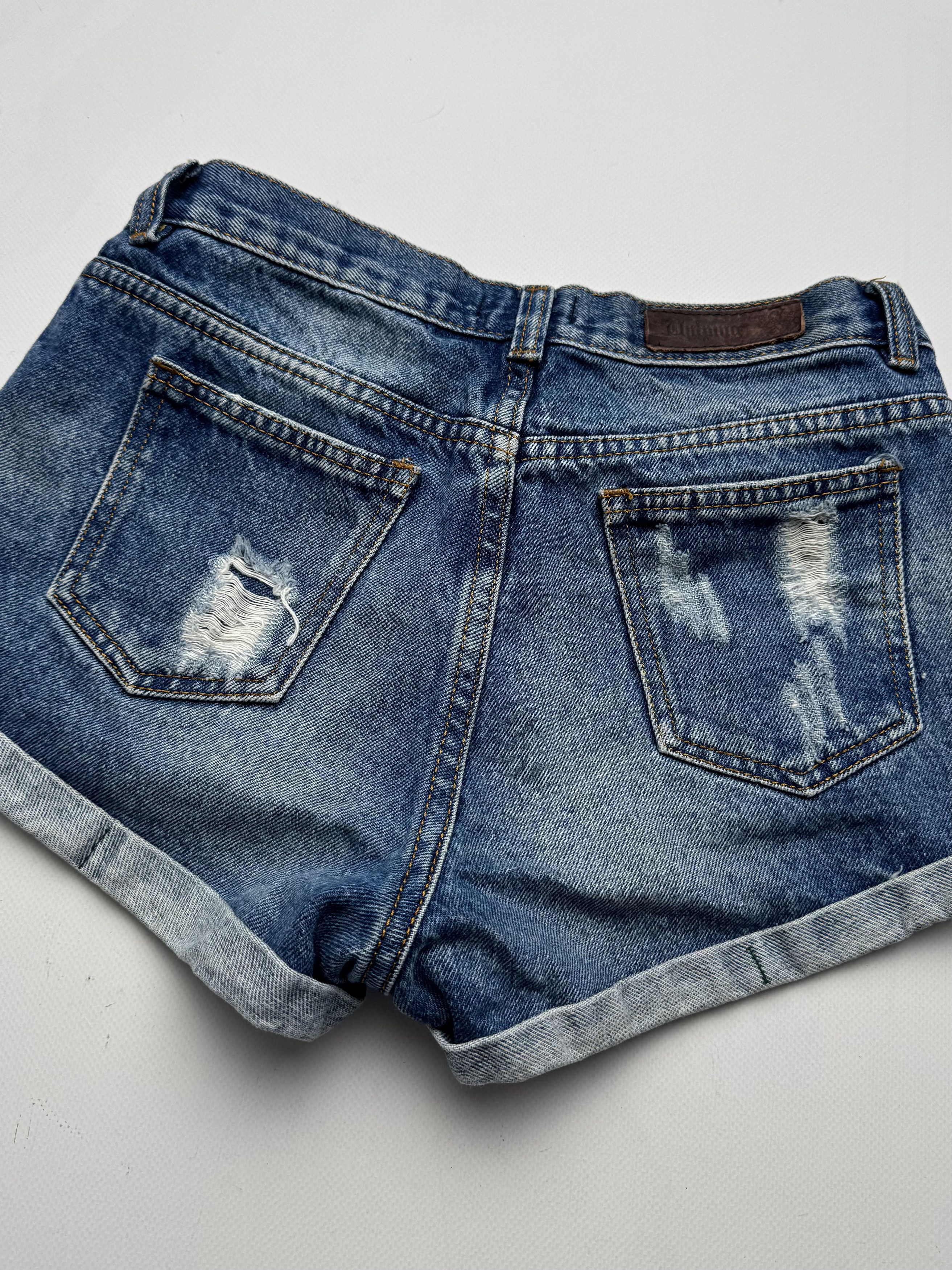 Vintage Vintage Denim Shorts Distressed Patchwork Cuffed Low Rise E2 Size 27" / US 4 / IT 40 - 7 Thumbnail