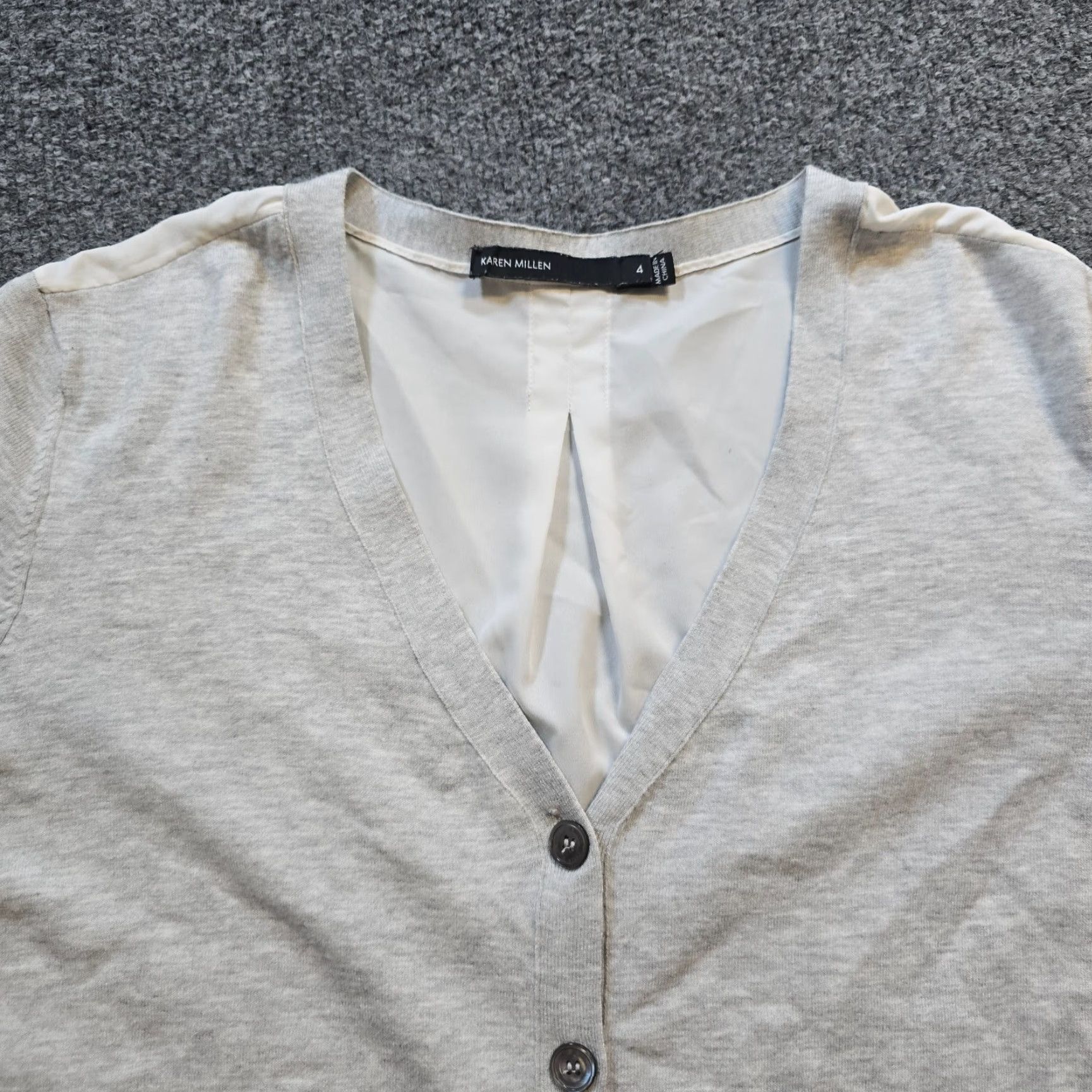 Karen Millen Karen Millen Sweater Cardigan Womens Size 4 Gray Knit Button Lightweight Classic Designer Casual Capsule Size S / US 4 / IT 40 - 2 Thumbnail