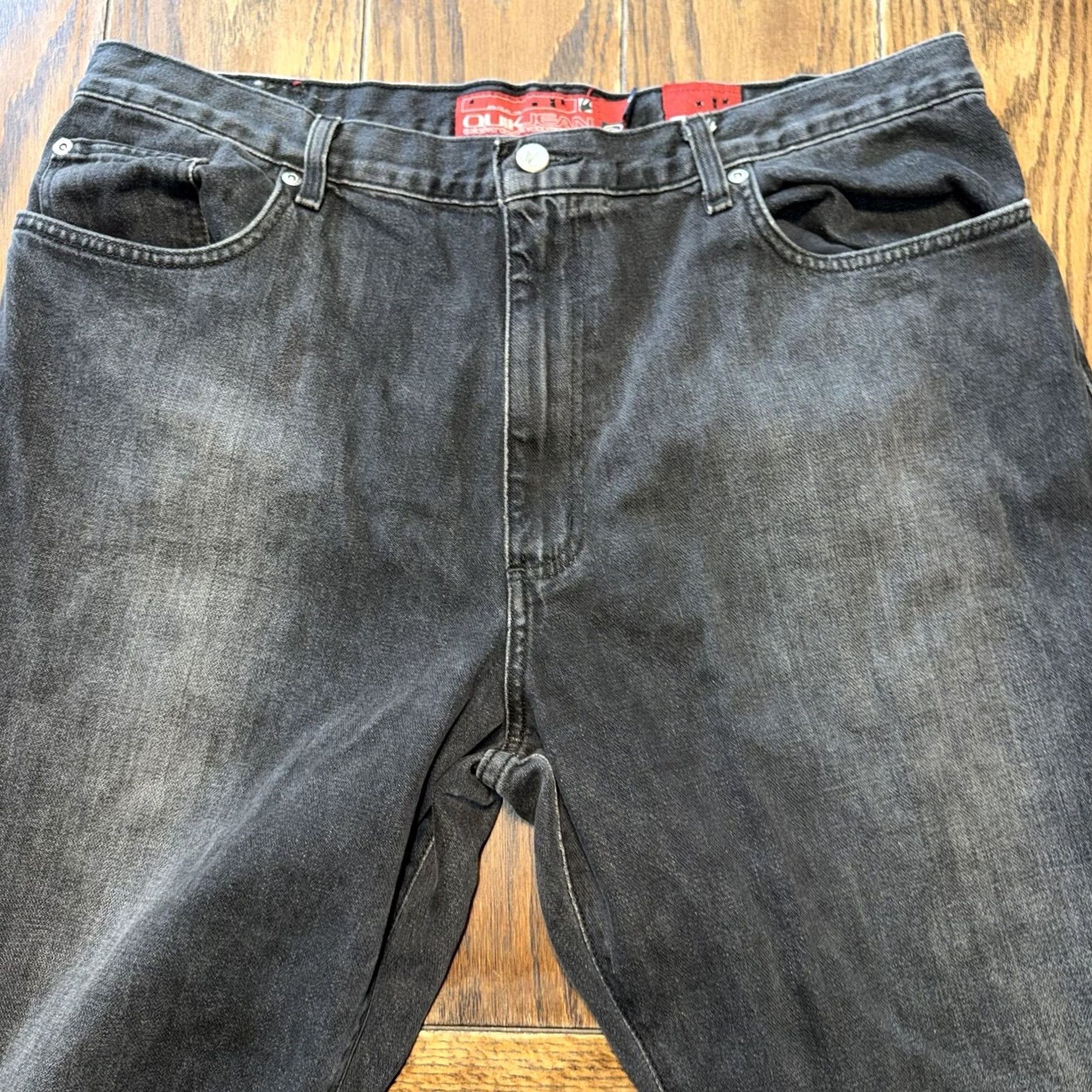 Quiksilver VINTAGE Quiksilver Quik Jeans Baggy Wide Leg Denim Mens 38x32 Black Skater Y2K 90s Hip Hop Retro Bohemian USA 5-Pocket Relaxed Mens Jeans Size US 38 / EU 54 - 3 Thumbnail