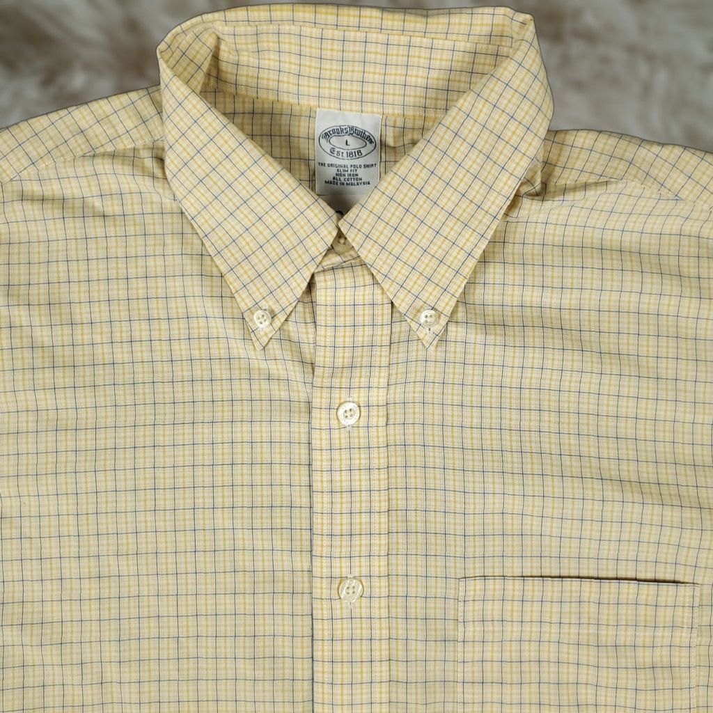 Brooks Brothers Brooks Brothers Shirt Mens Large Yellow Plaid Short Sleeve Button-Up Mens Size US L / EU 52-54 / 3 - 1 Thumbnail