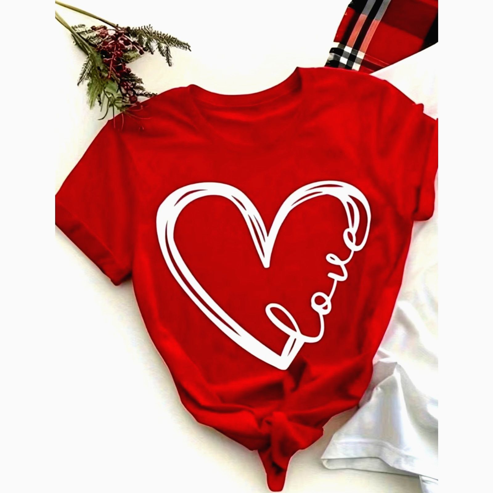 Other Red Love Heart Graphic T Shirt Valentines Day 100% Cotton 12 Size XL / US 12-14 / IT 48-50 - 2 Thumbnail