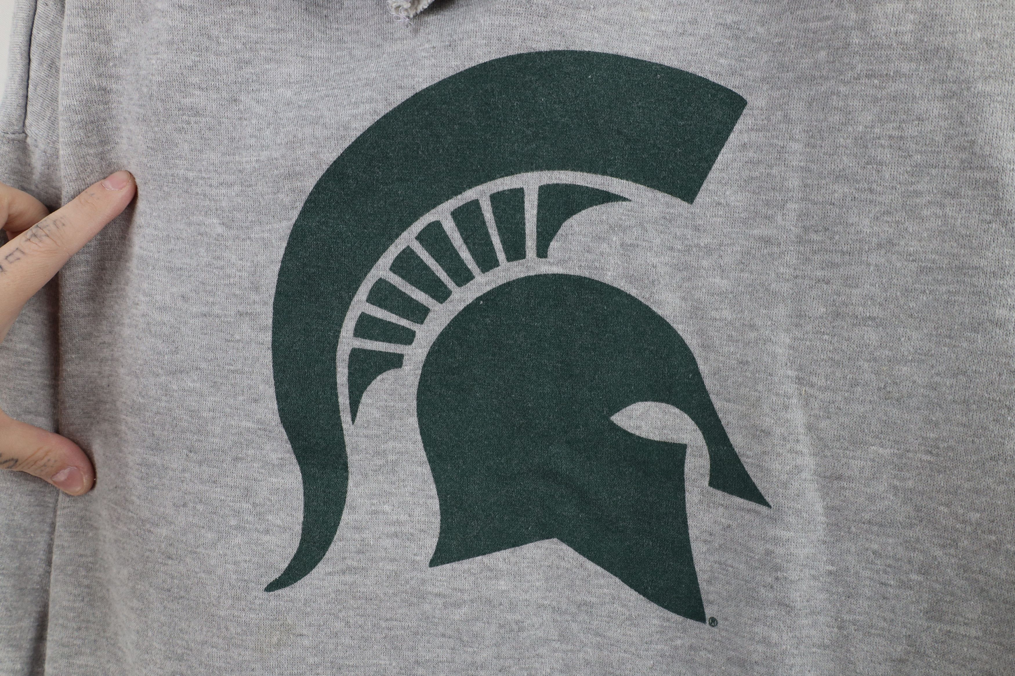 Vintage Vintage 90s Boxy Fit Michigan State University Hoodie Gray Size US XL / EU 56 / 4 - 10 Thumbnail