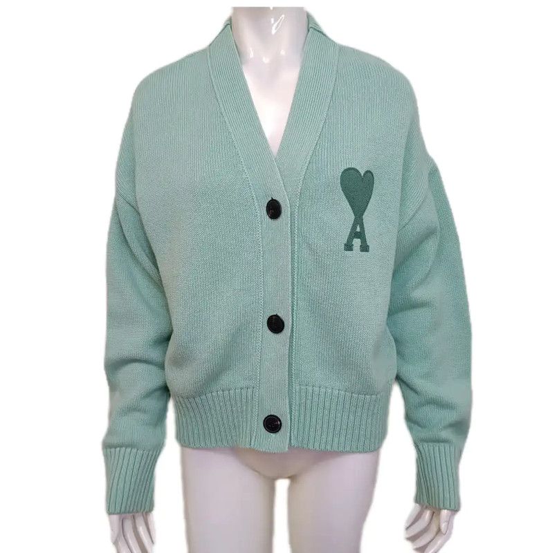 AMI AMI Green Cotton Women's Cardigan 0089 Size M / US 6-8 / IT 42-44 - 1 Thumbnail