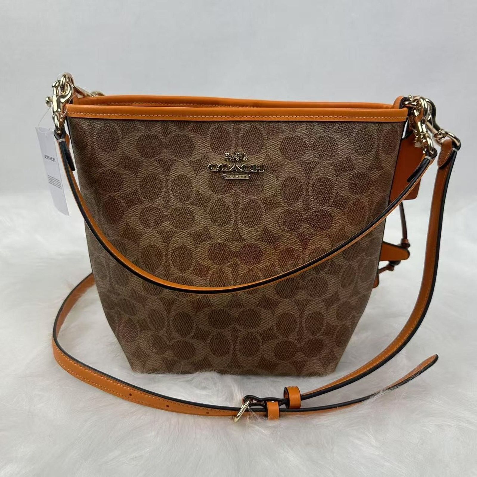 Coach Coach City Bucket Sig Canvas Star Charm Tan/Bright Mandarin Size ONE SIZE - 2 Thumbnail