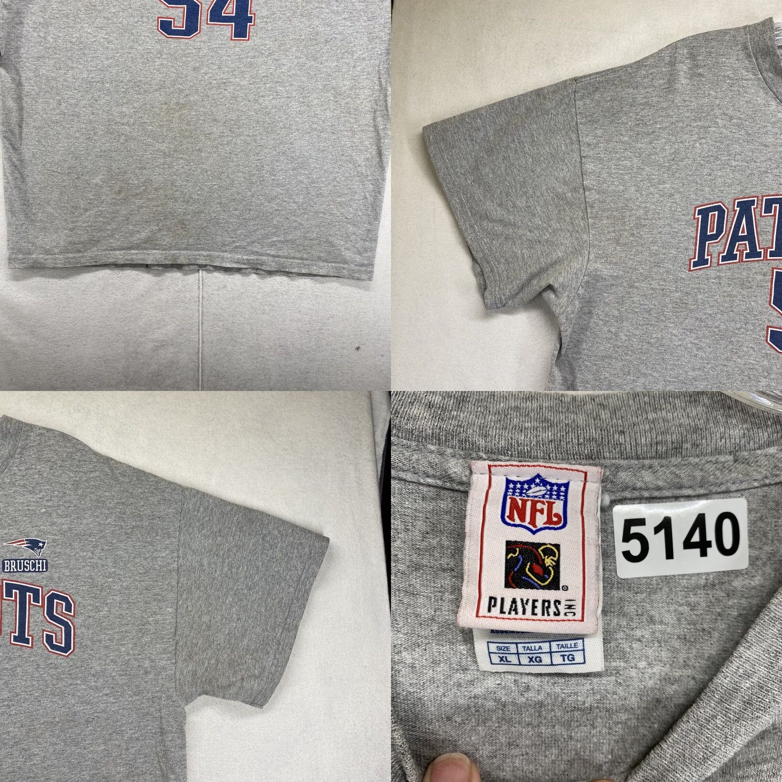 NFL VINTAGE New England Patriots T-Shirt Unisex Adult L Gray Graphic Print 90s Y2K NFL Teddy Bruschi Patriots Mens Womens Size US L / EU 52-54 / 3 - 8 Thumbnail
