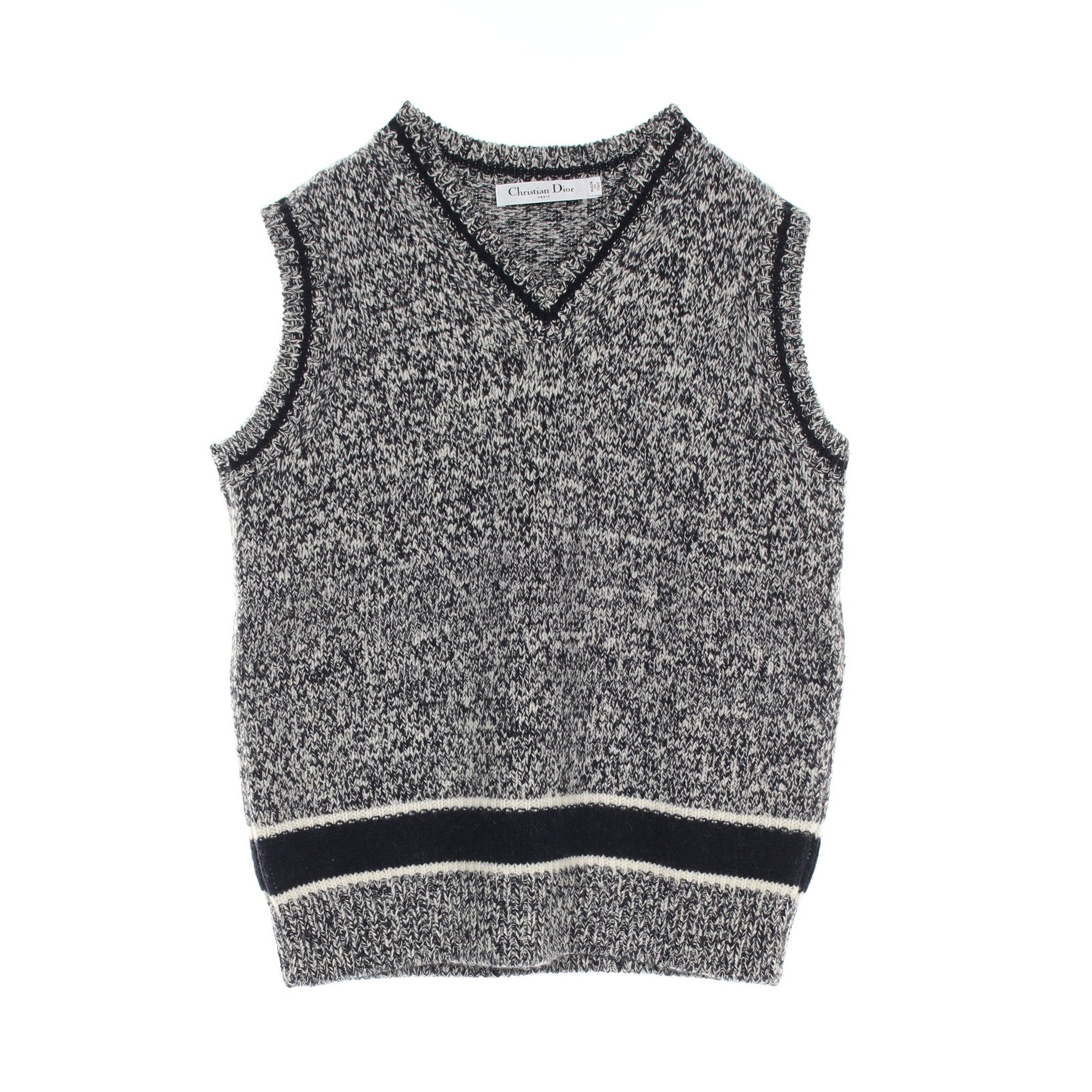 Dior Dior Knit Vest Logo Wool Cashmere Navy White Size ONE SIZE - 1 Thumbnail