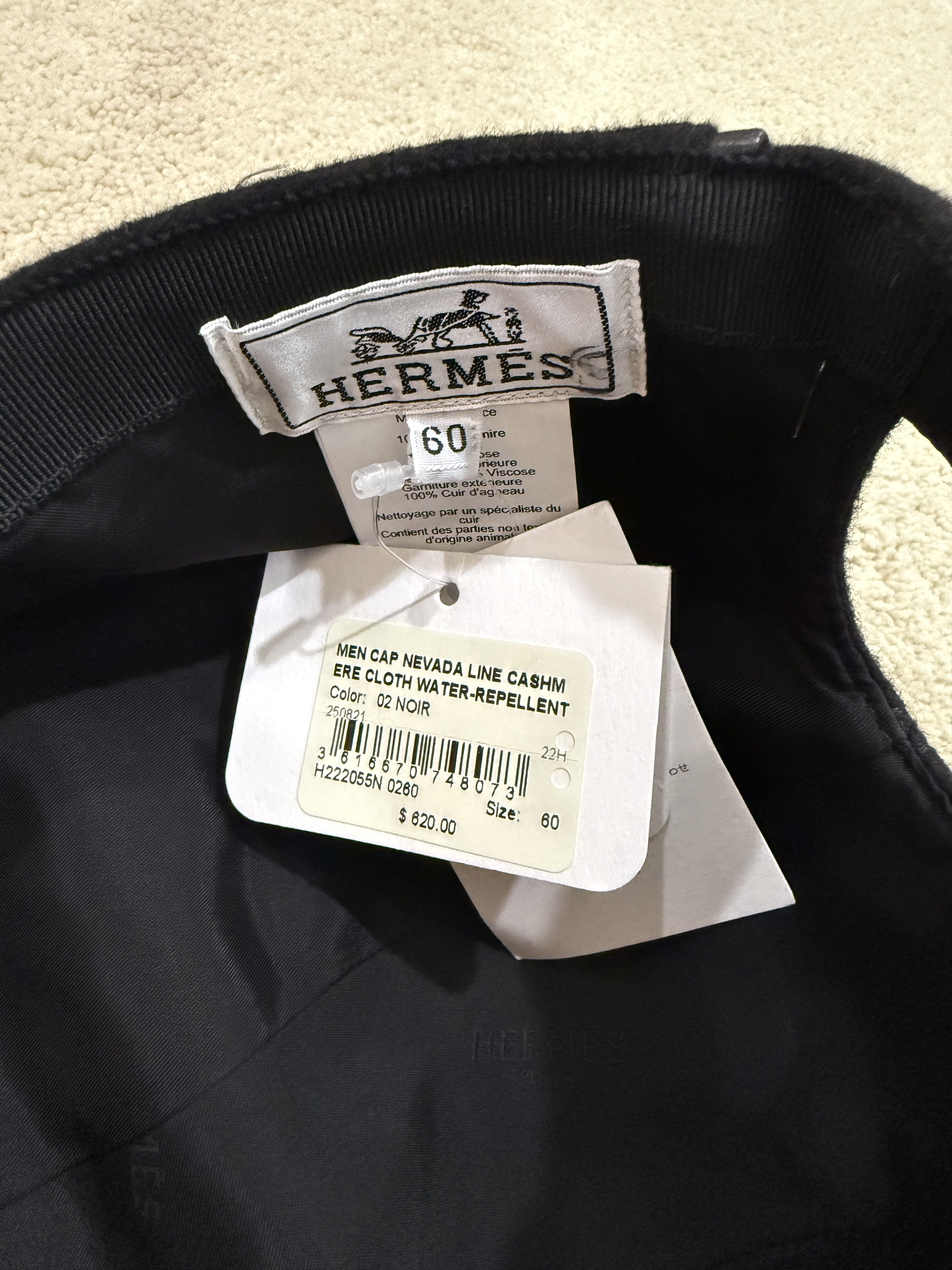 Hermes HERMES AUTHENTIC CASHMERE / LEATHER TRIM BLACK NEVADA CAP Size ONE SIZE - 3 Thumbnail