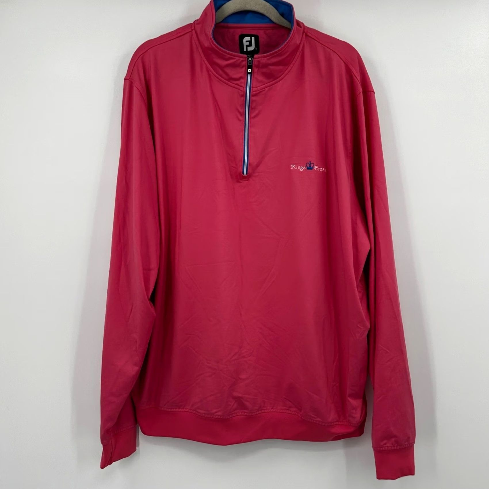 Footjoy FootJoy Mens 2XL Pink Kings Creek Quarter Zip Pullover Golf Nylon Spandex Mock Neck Zip Long Sleeve Activewear Casual Sportswear Size US XXL / EU 58 / 5 - 2 Thumbnail