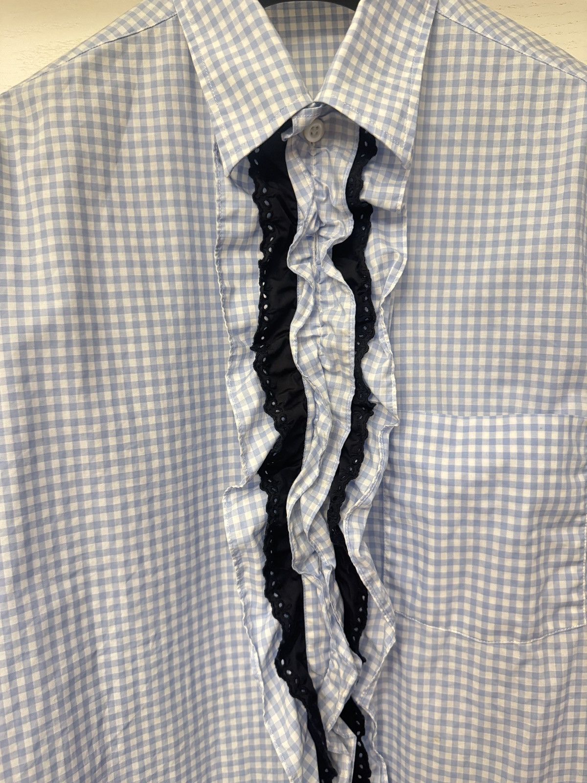 Prada Prada ruffled checks men shirt size 39 15 1/2 Size US M / EU 48-50 / 2 - 2 Thumbnail