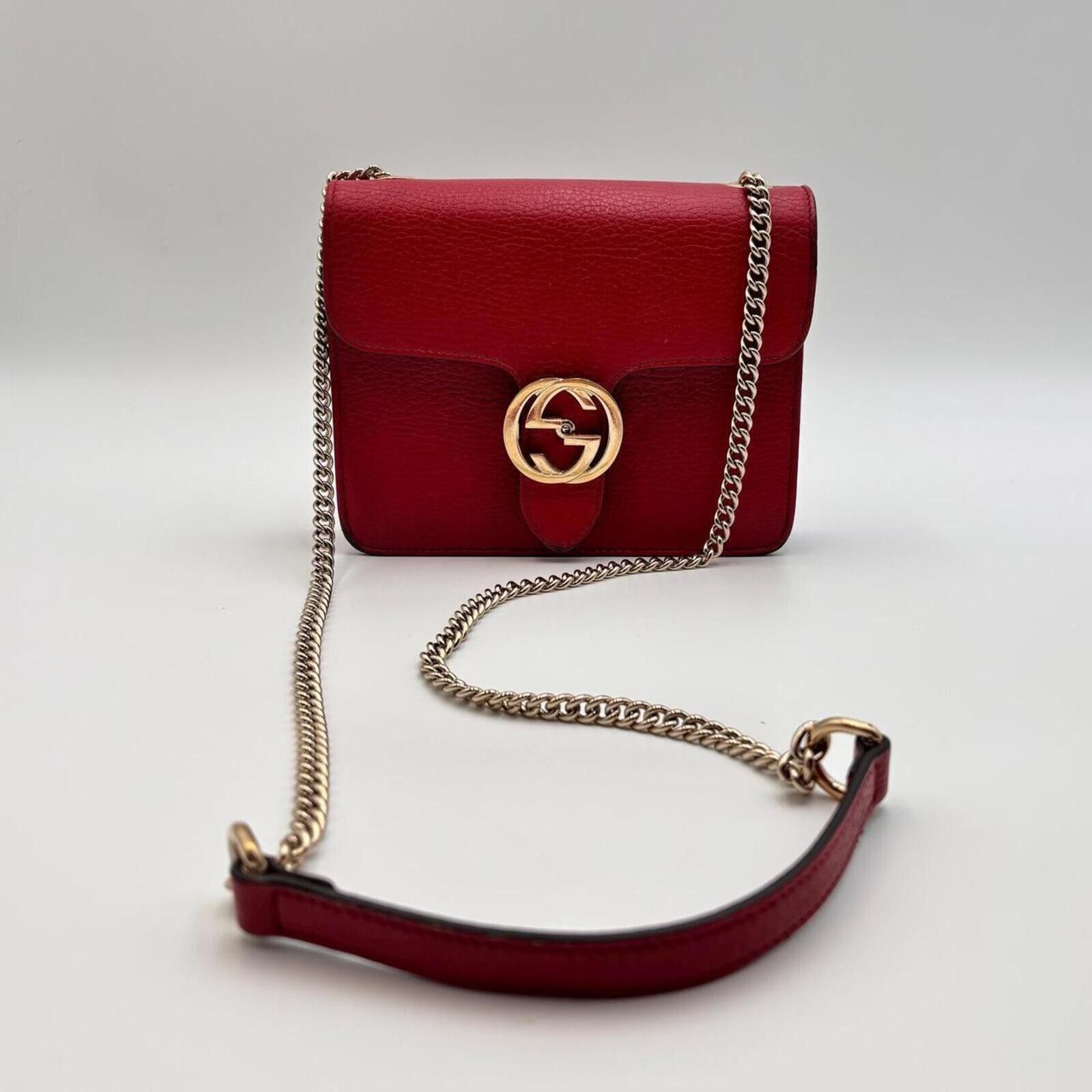Other Gucci Interlocking GG Red Leather Chain Crossbody Bag Size ONE SIZE - 8 Thumbnail