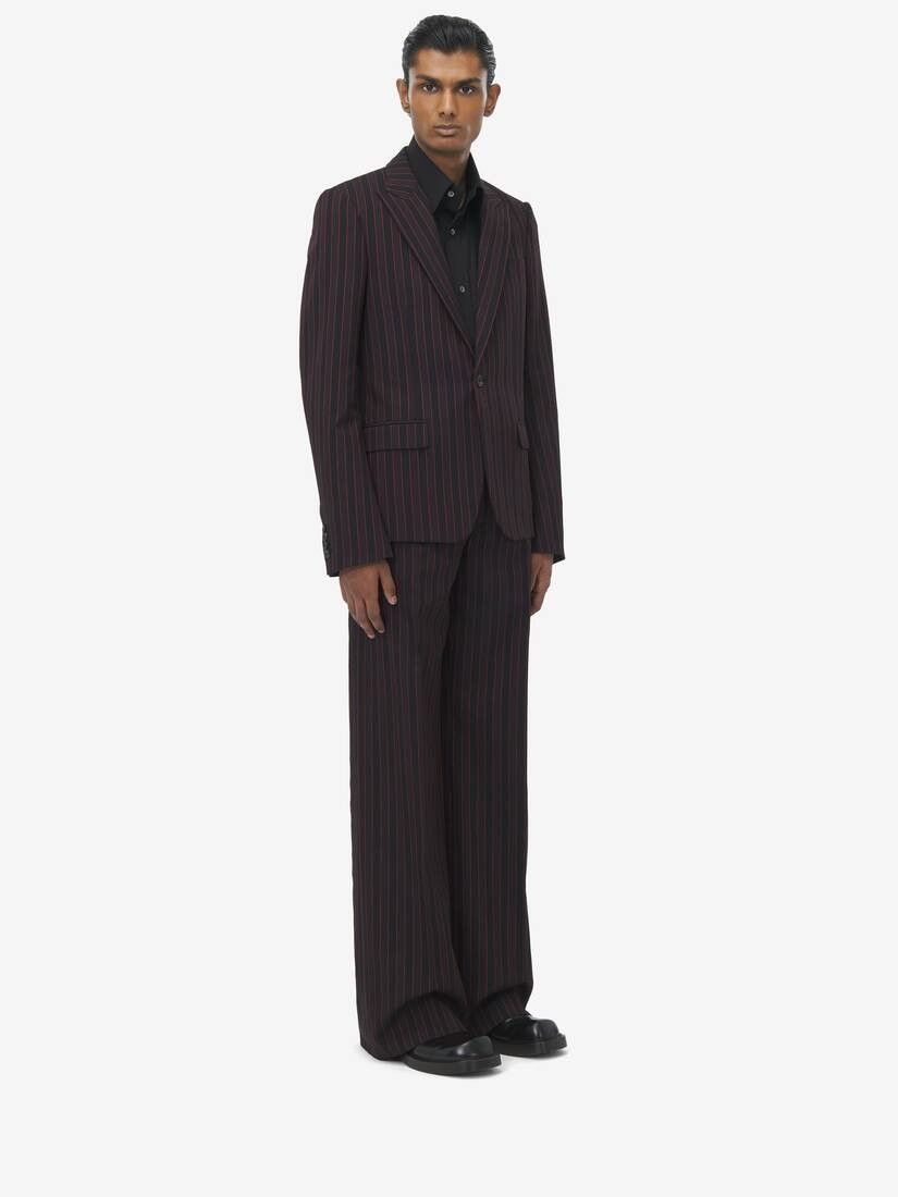 Alexander McQueen o1srvl11e0226 Shadow Stripe Single-Breasted Jacket Bordeaux Size US XL / EU 56 / 4 - 4 Thumbnail