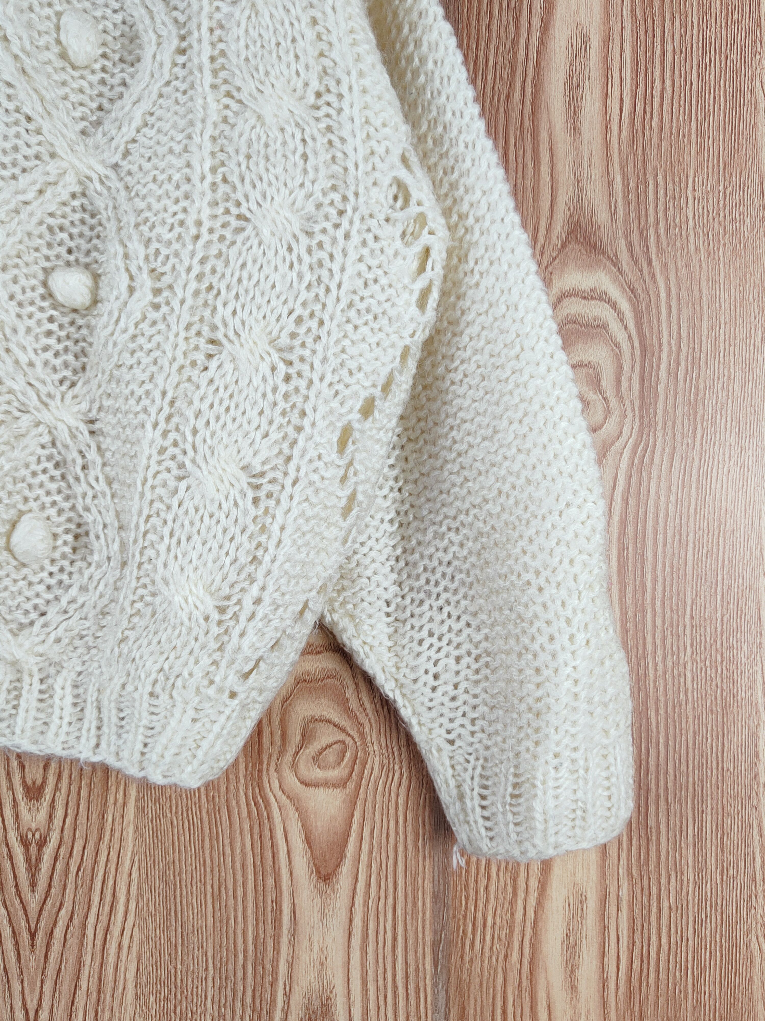 Japanese Brand Pop Box Ivory meshnet vintage Knitwear Cardigan #W065 Size L / US 10 / IT 46 - 6 Thumbnail
