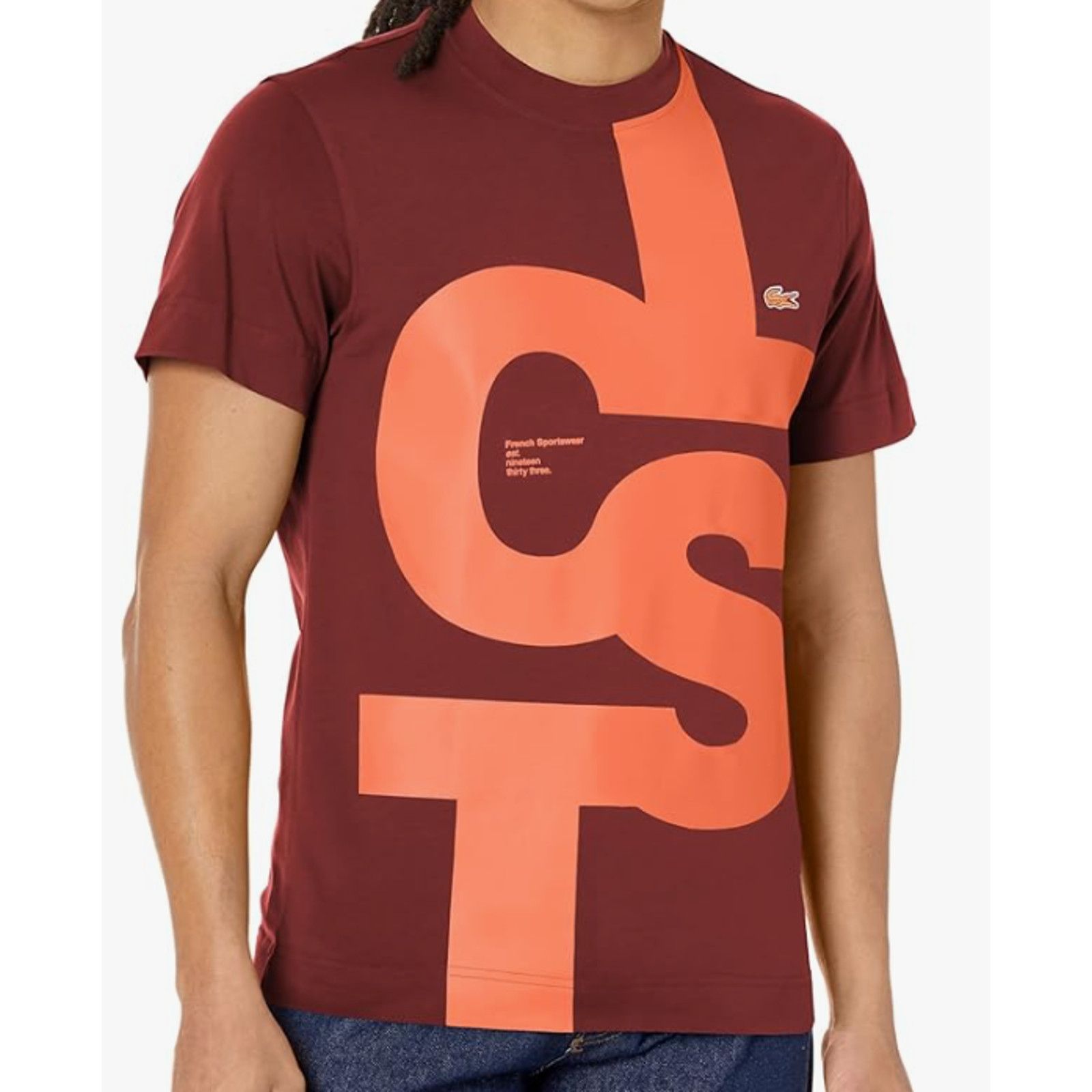 Lacoste Lacoste Men's Regular Fit Contrast Lettering Cotton T 2XL Size US XXL / EU 58 / 5 - 1 Thumbnail