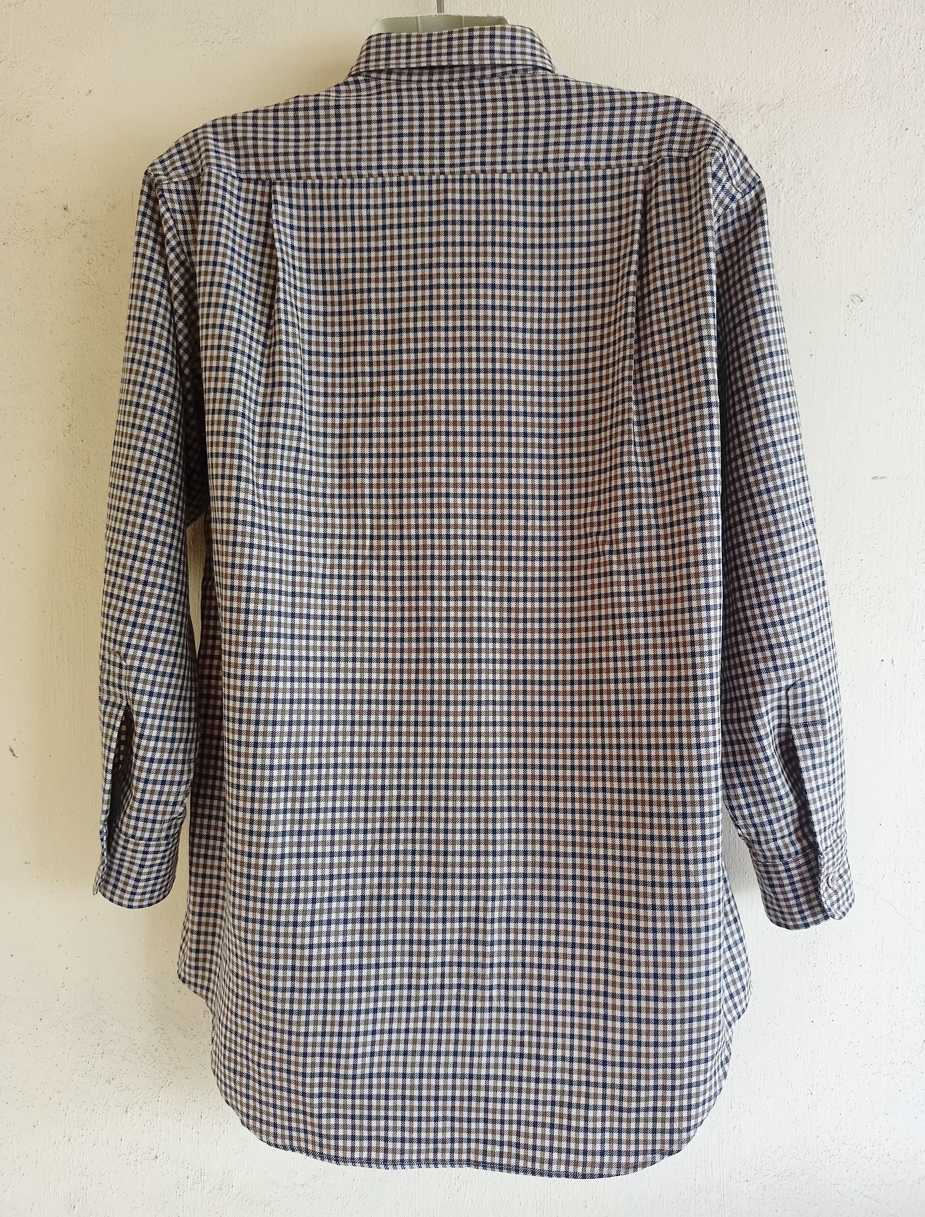 Aquascutum × Vintage Signature Gingham Plaid Wool Shirt Size US L / EU 52-54 / 3 - 2 Thumbnail