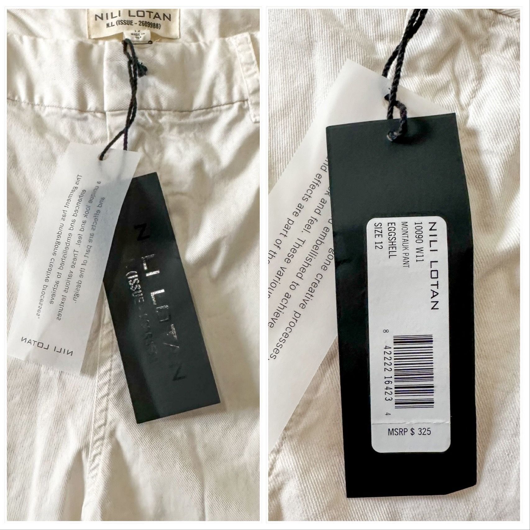 Nili Lotan Nili Lotan Montauk Pant in Eggshell, Size 12, NWT Size 34" / US 12 / IT 48 - 3 Thumbnail