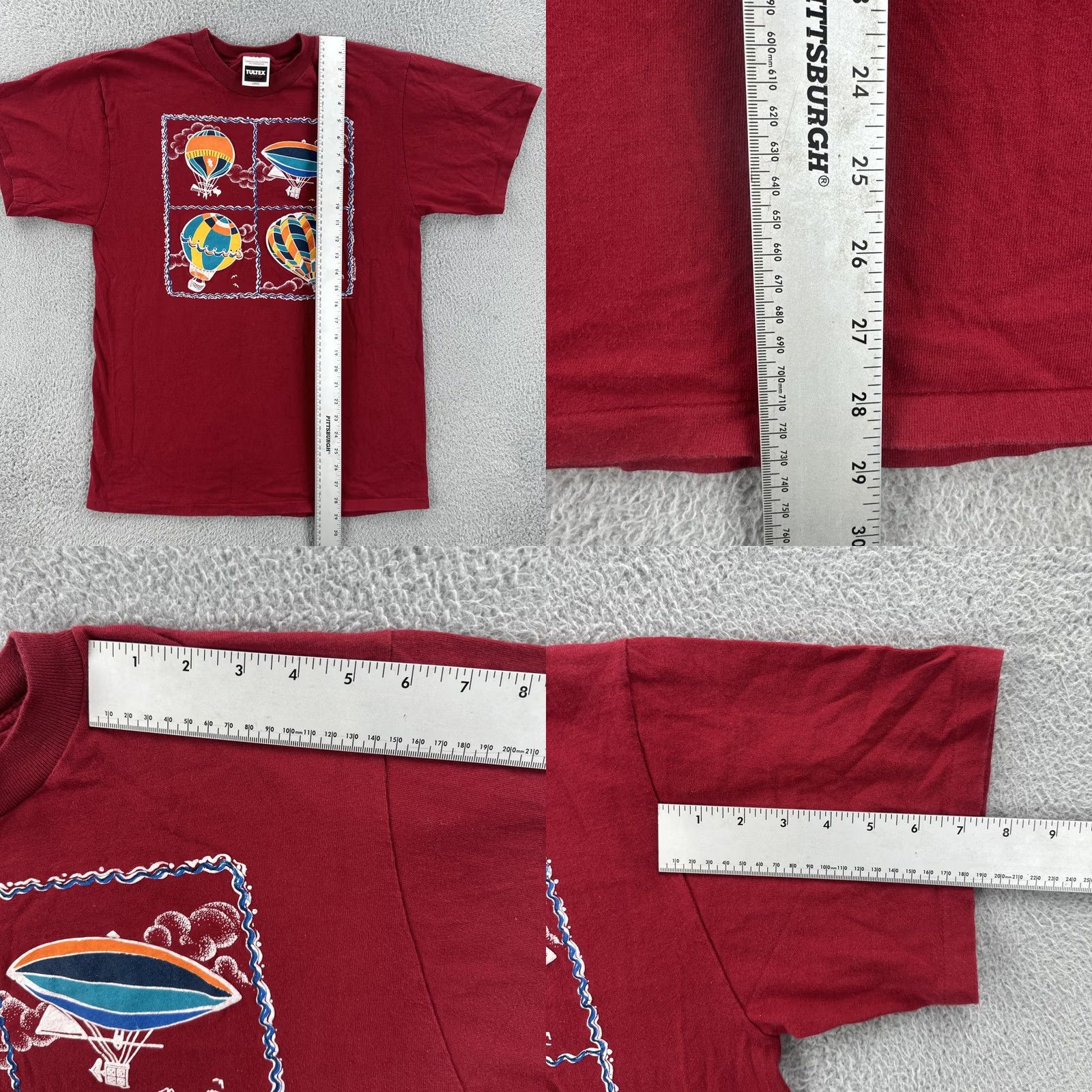 Tultex VINTAGE Tultex Shirt Mens L Red Single Stitch Tee 90s Hot Air Balloon Graphic Print Crew Neck Short Sleeve Mens Size US L / EU 52-54 / 3 - 9 Thumbnail