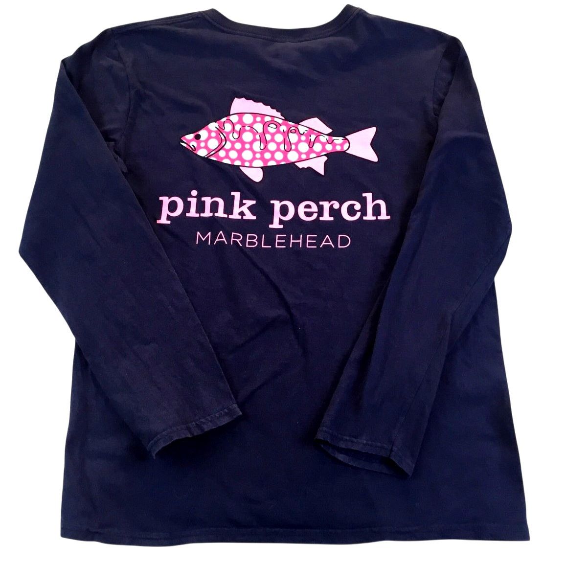 Gildan Marblehead T-Shirt Pink Fish Perch Long Slv T-Shirt Blue Med Size M / US 6-8 / IT 42-44 - 2 Thumbnail