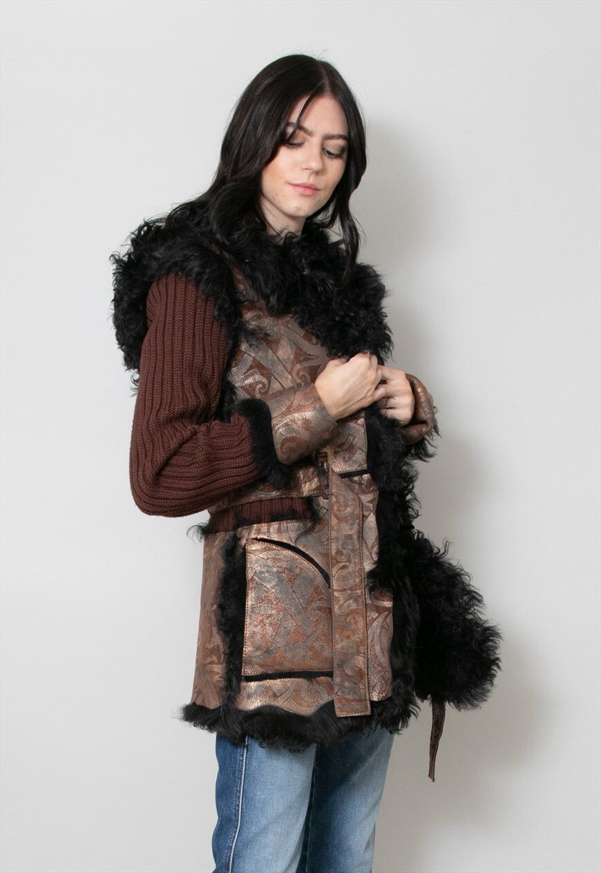 Roberto Cavalli 🔴 ROBERTO CAVALLI Leather Jacket Coat Shearling Wool Fur Size S / US 4 / IT 40 - 1 Thumbnail