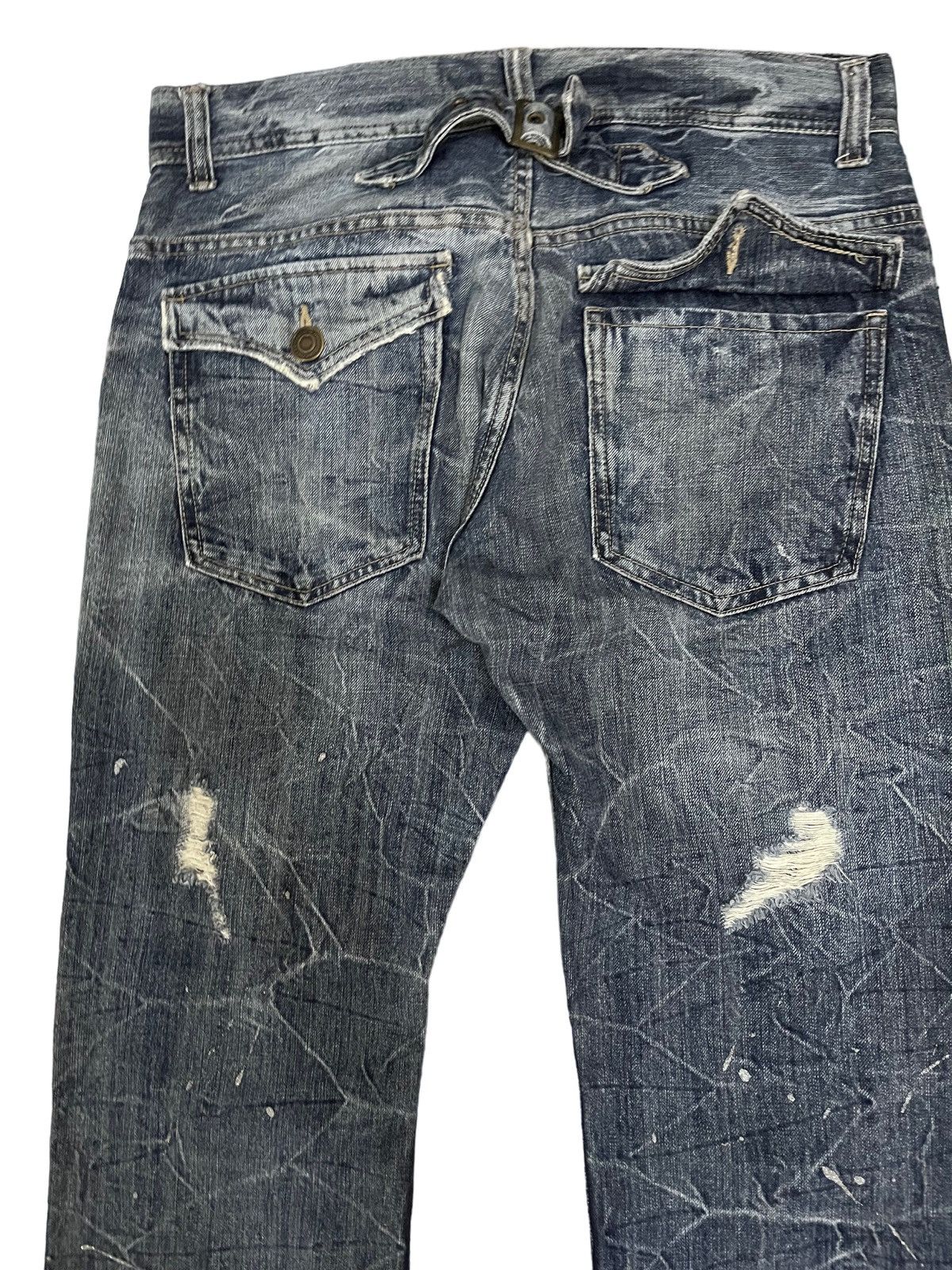 14th Addiction Vintage Japanese Brand Honeycomb Distress Flare Style denim Size US 33 - 8 Thumbnail