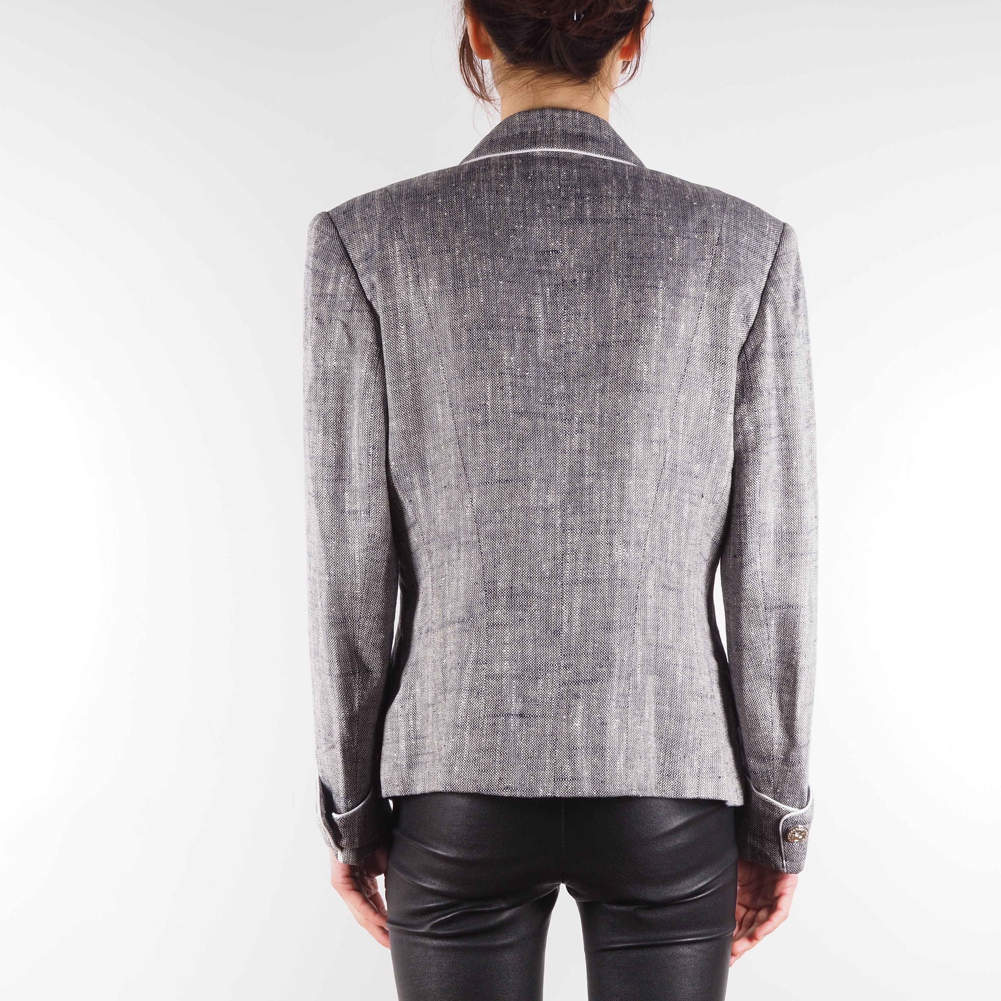 Celine Celine Paris Vintage Gray Double Breasted Blazer Jacket Size M / US 6-8 / IT 42-44 - 3 Thumbnail