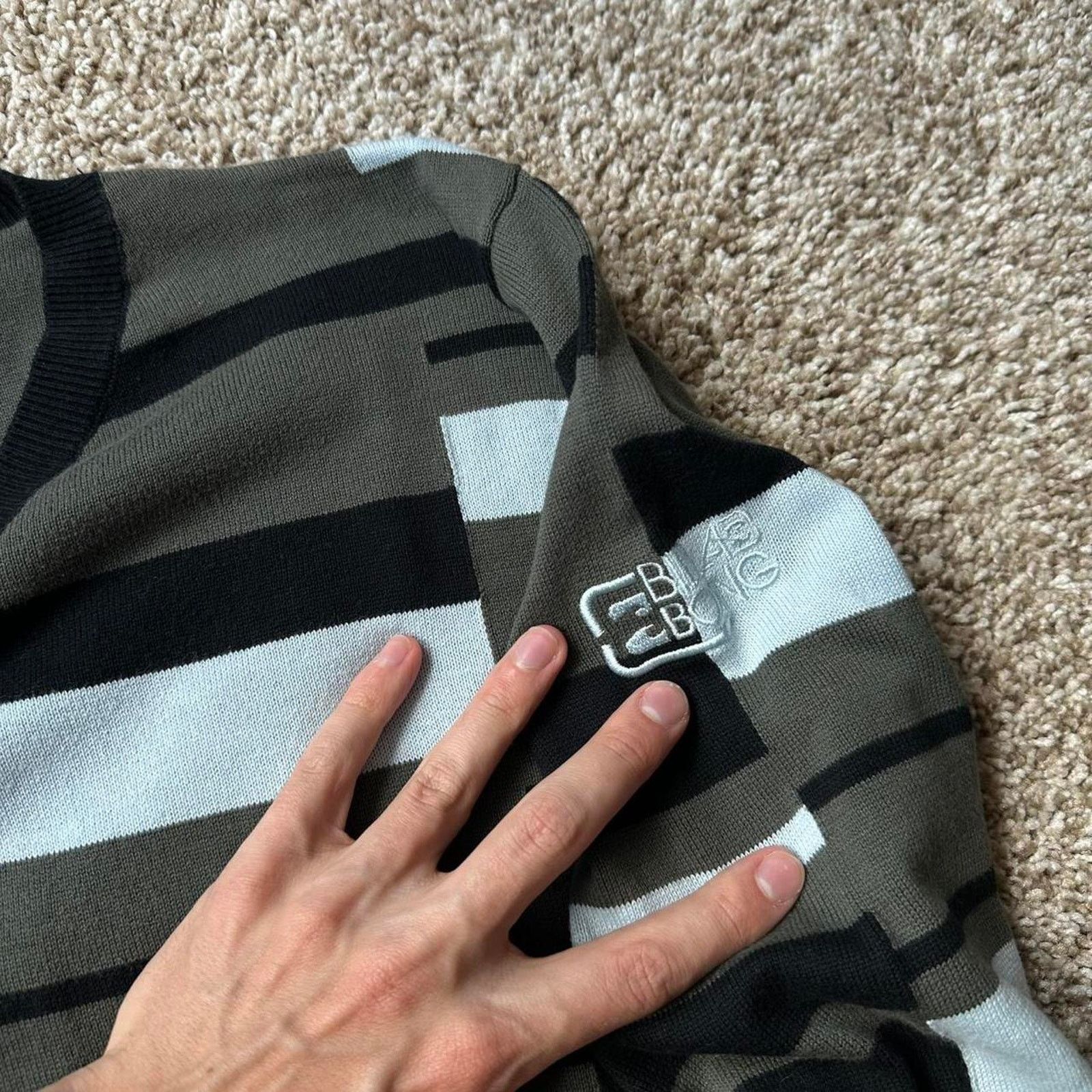 Billabong × Vintage Vintage Y2K Billabong Striped Pattern Green VNeck Sweater Size US S / EU 44-46 / 1 - 4 Thumbnail